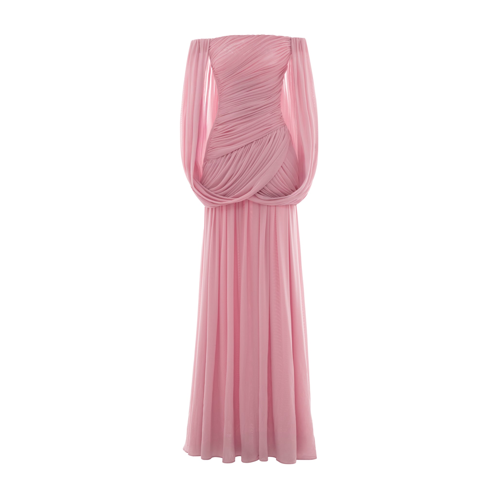 ruched cape dress Off Shoulder Ruched Cape Dress Pink / M (EU 36)