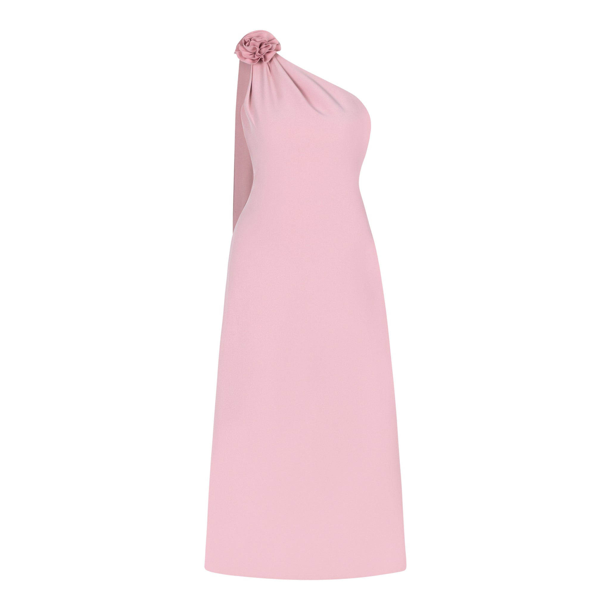 Pink Floral One-Shoulder Dress