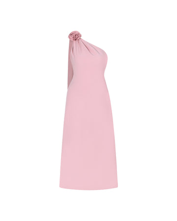 Pink Floral One-Shoulder Dress