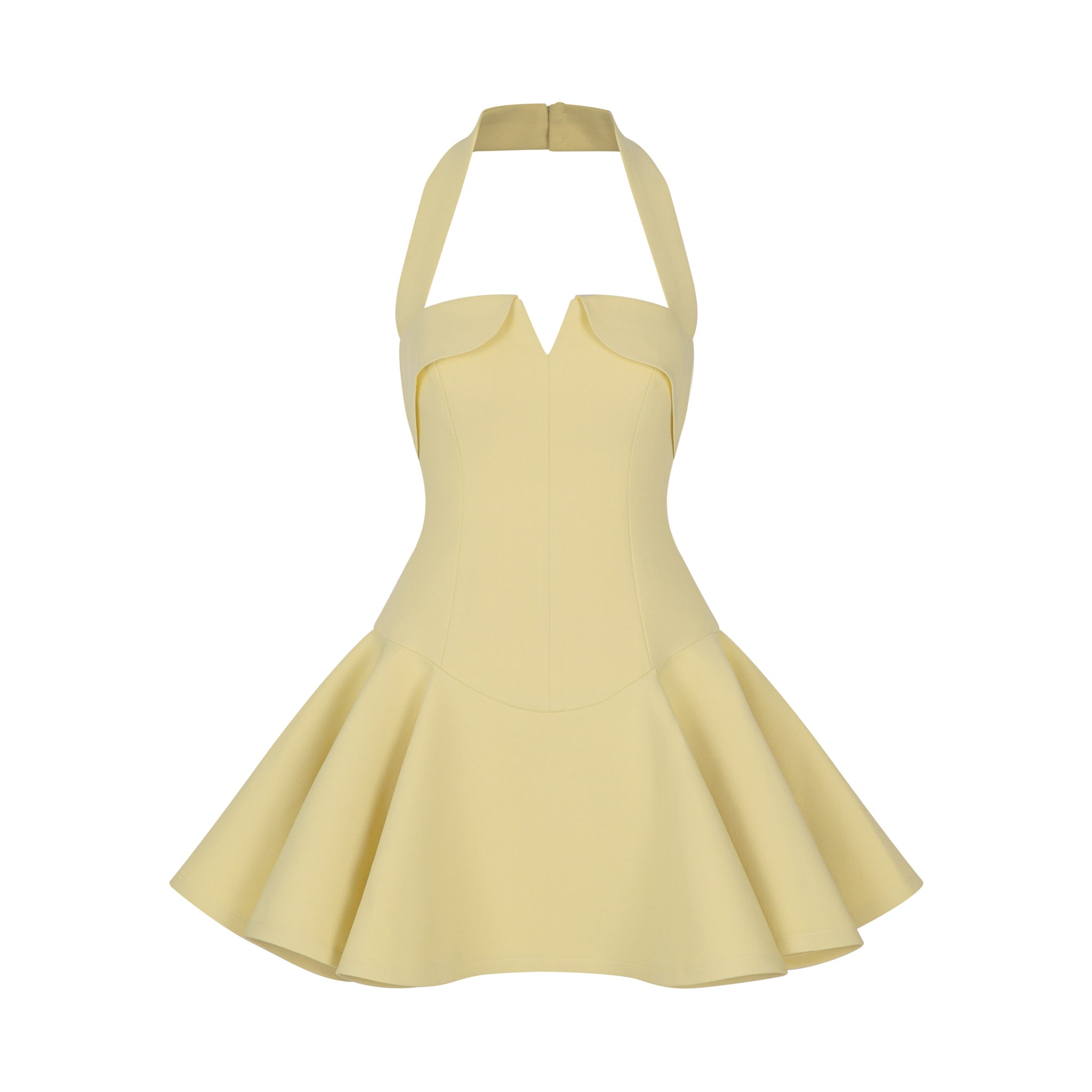Yellow V-Neck Flare Dress M Yellow V-Neck Flare Dress M
