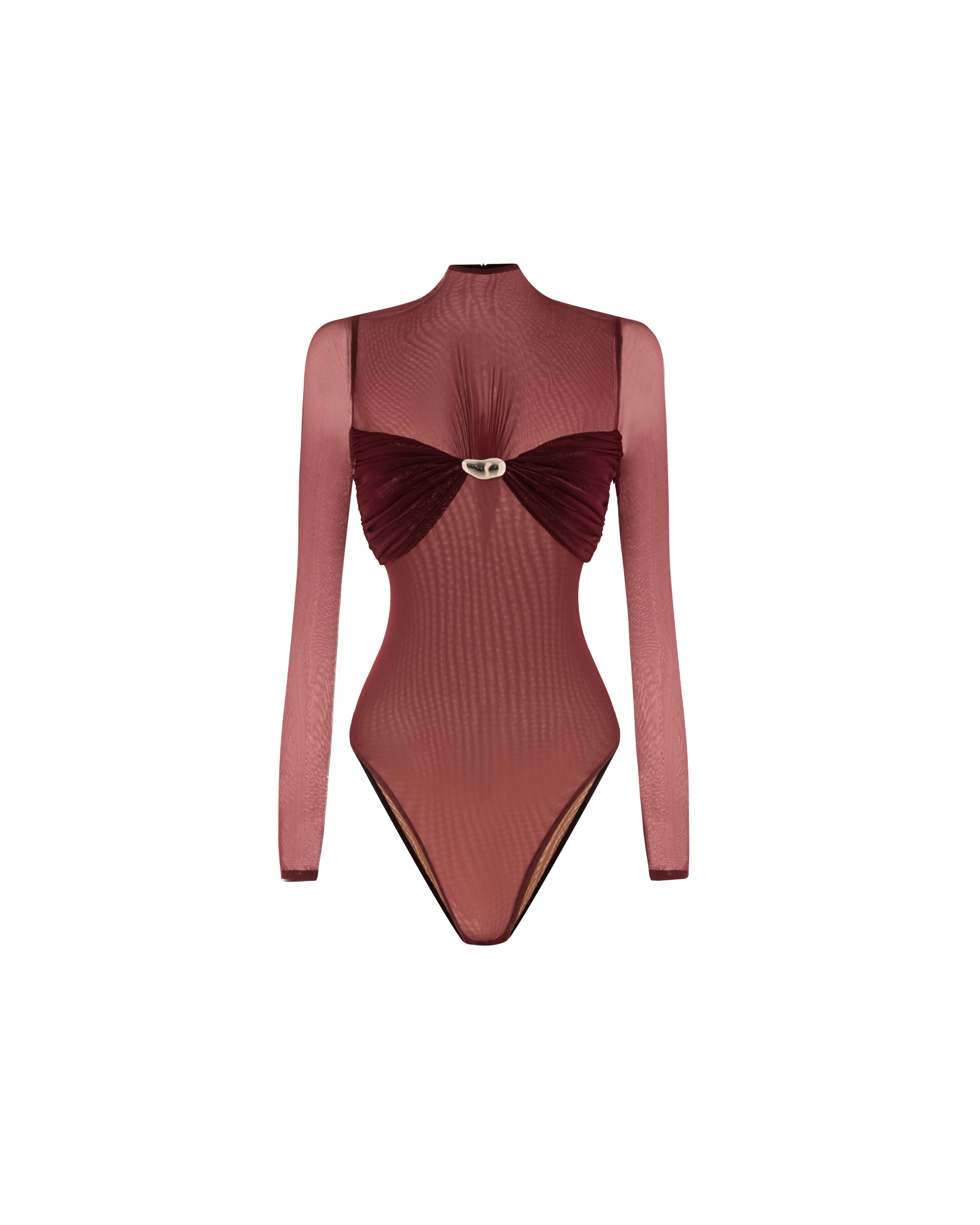 Two-Layer Bodysuit & Ruched Skirt With Pleated Drape