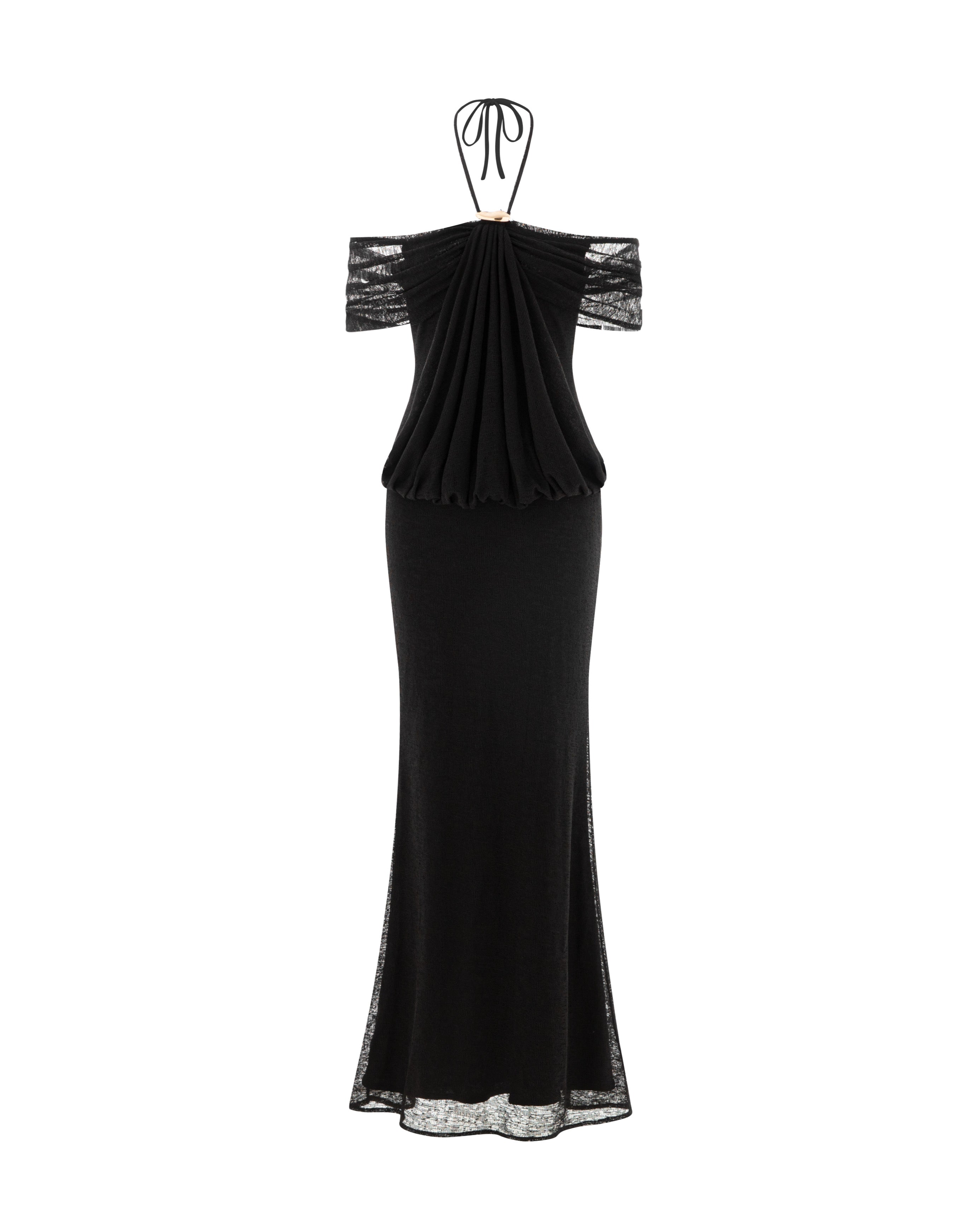 Stretch Mesh Off-Shoulder Midi Dress