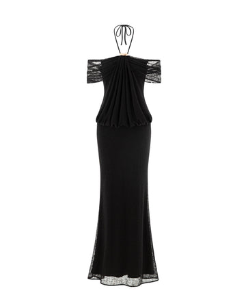 Stretch Mesh Off-Shoulder Midi Dress