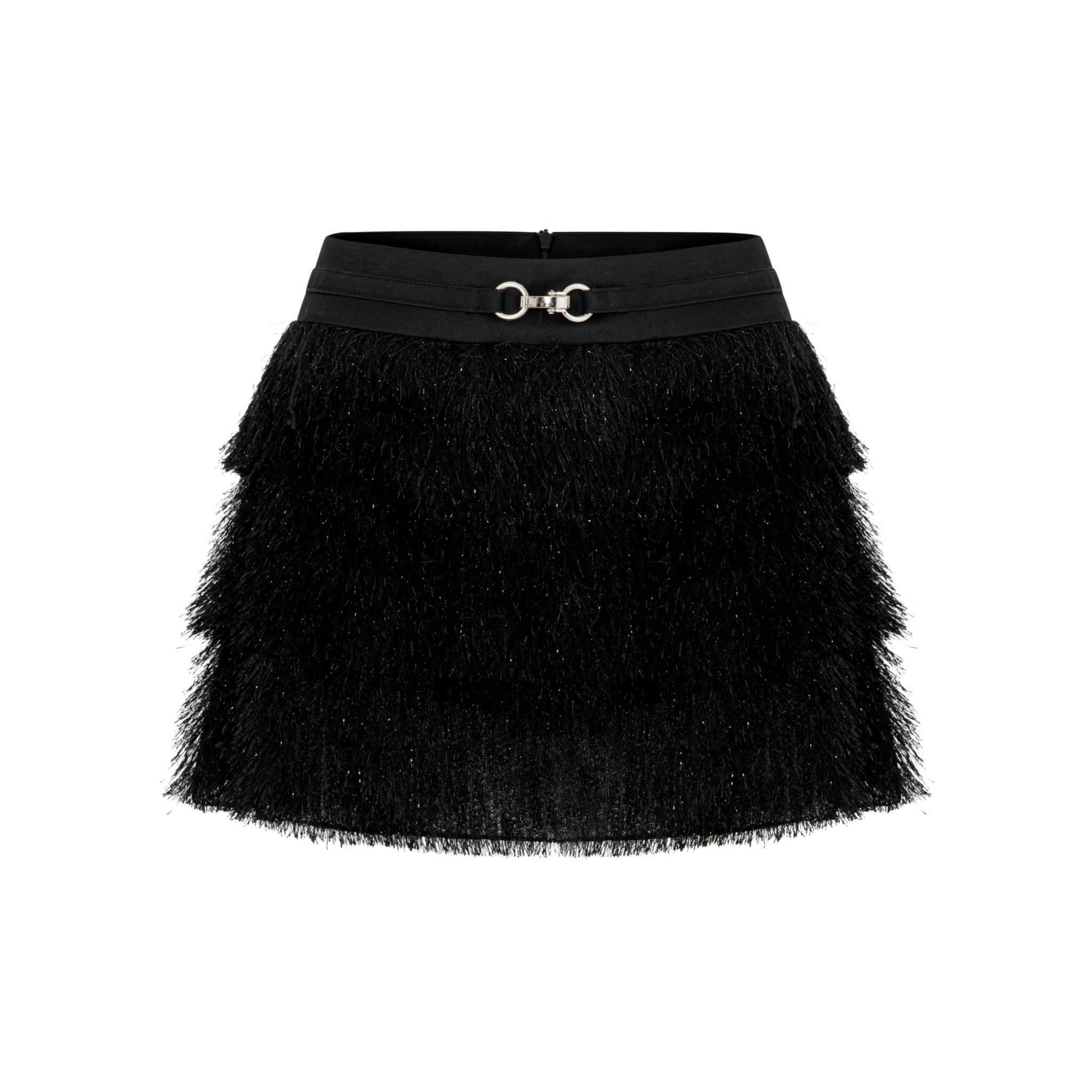 Tiered Fur Buckle Skirt