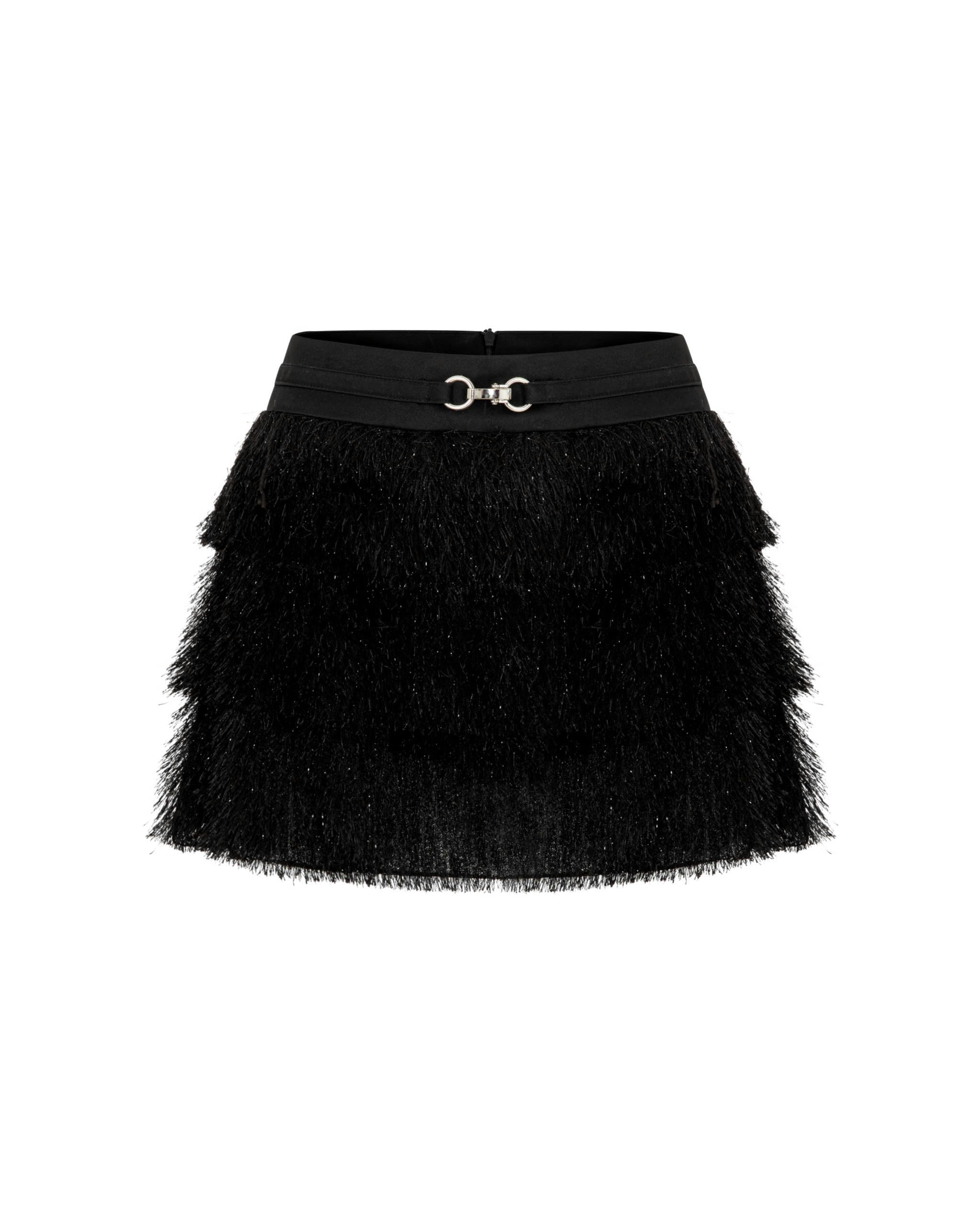 Tiered Fur Buckle Skirt