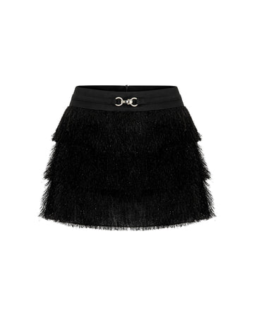 Tiered Fur Buckle Skirt