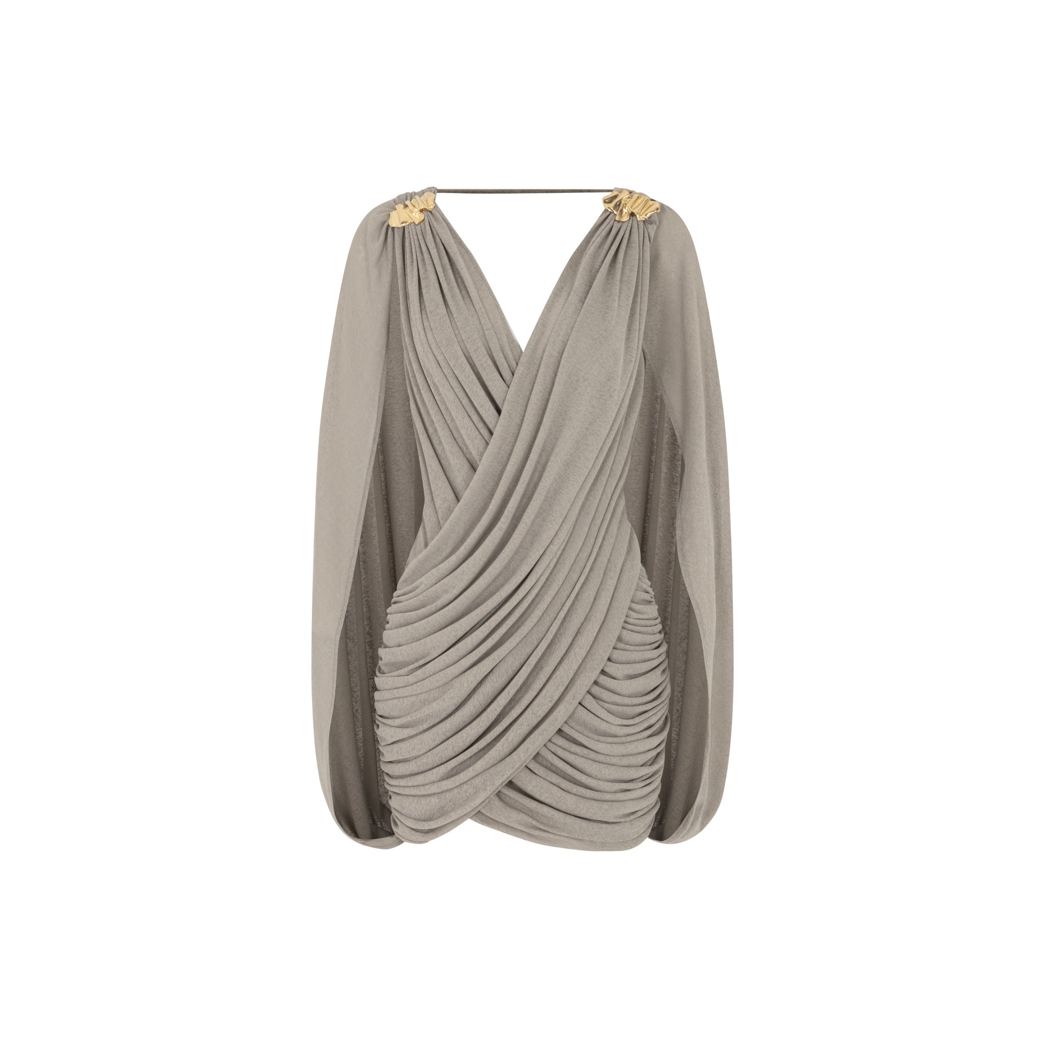 Grey Draped Cape Dress