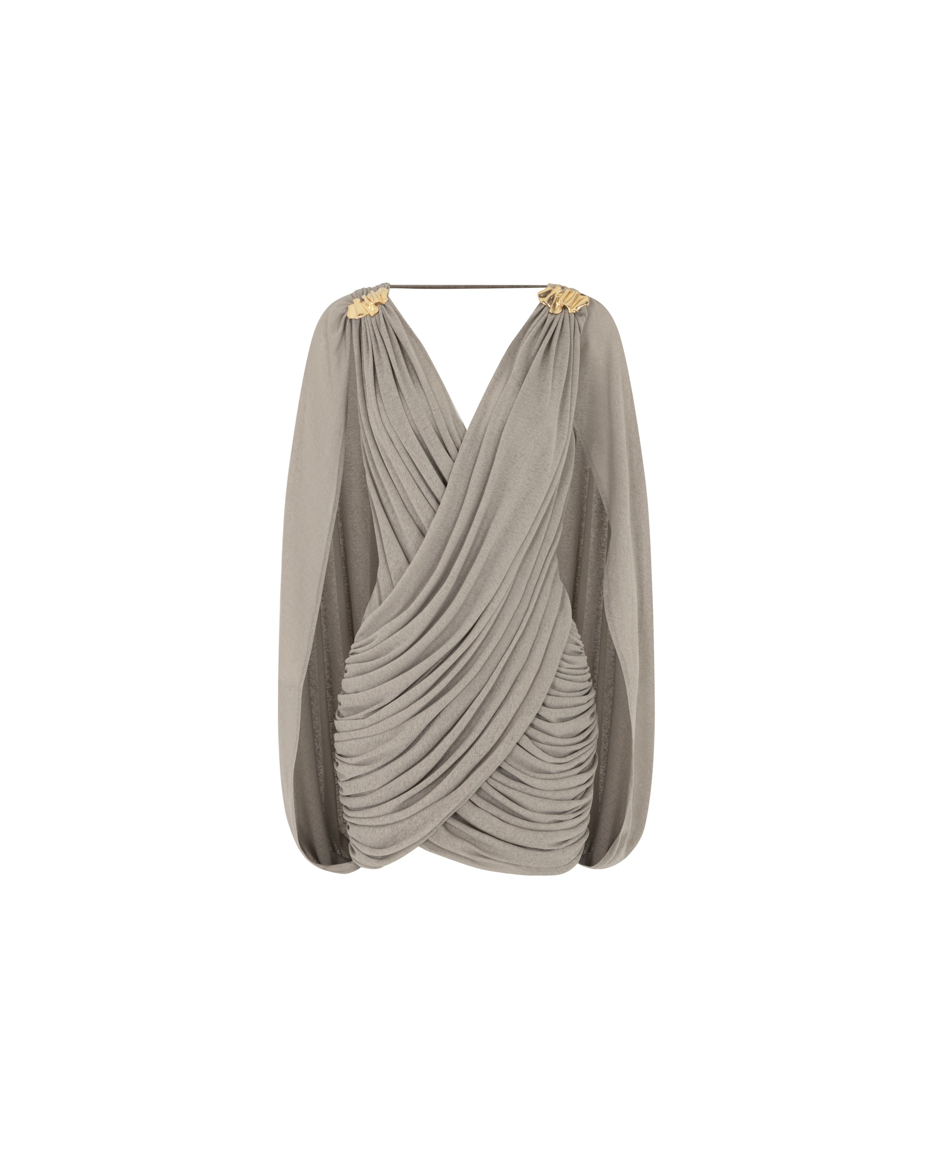 Grey Draped Cape Dress