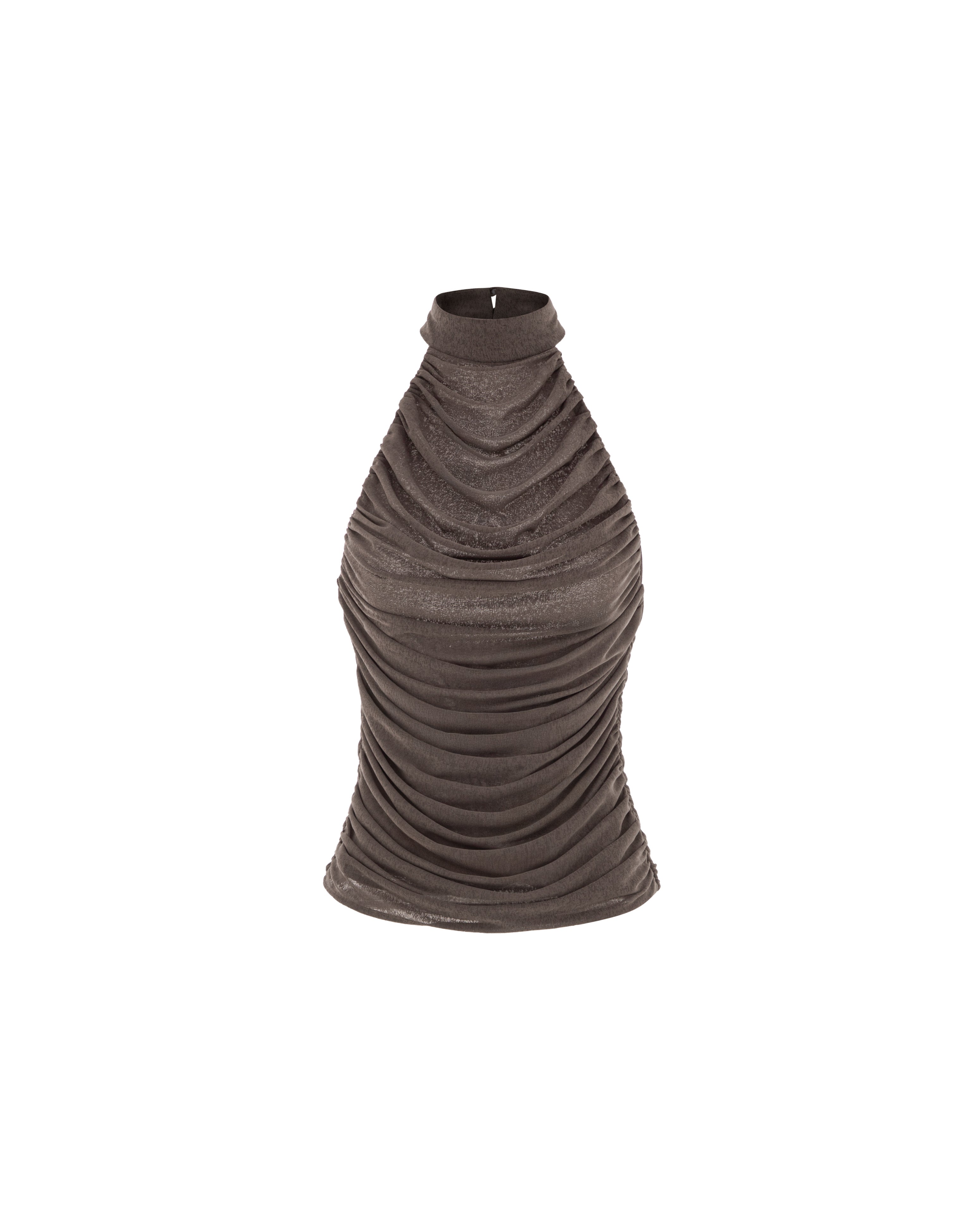 Draped Pleated Knit Halter Top