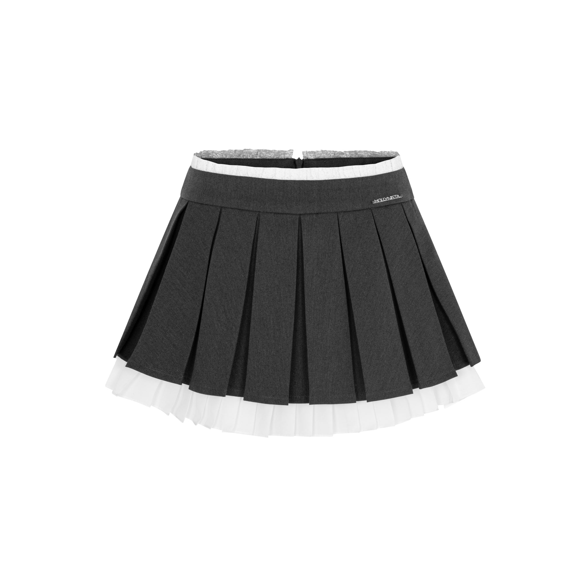 Khaki Lace Pleated Skirt