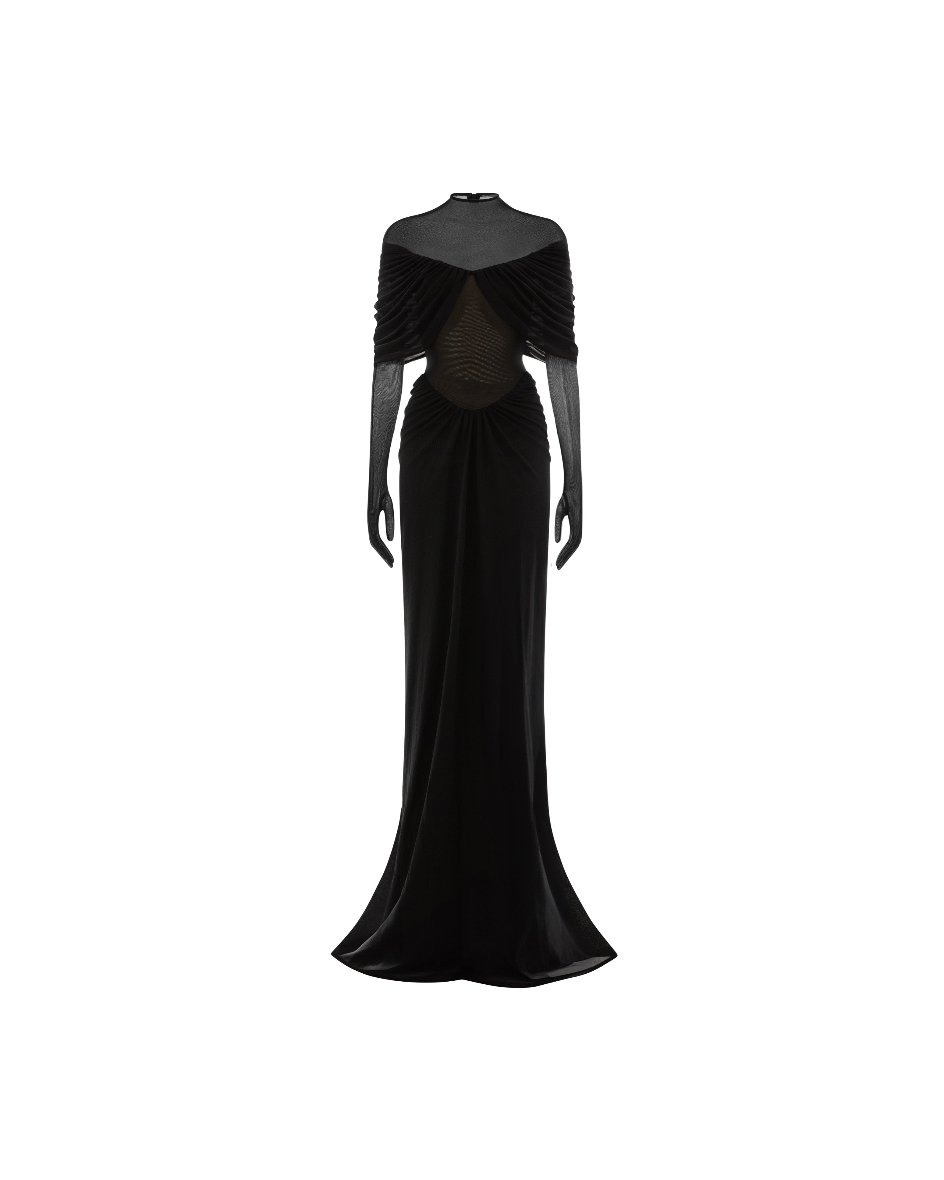 Draped Pleated Cape Dress Black / M Draped Pleated Cape Dress Black / M