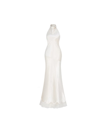 Satin Bias Halter Gown (Pre-Order 14 Days)