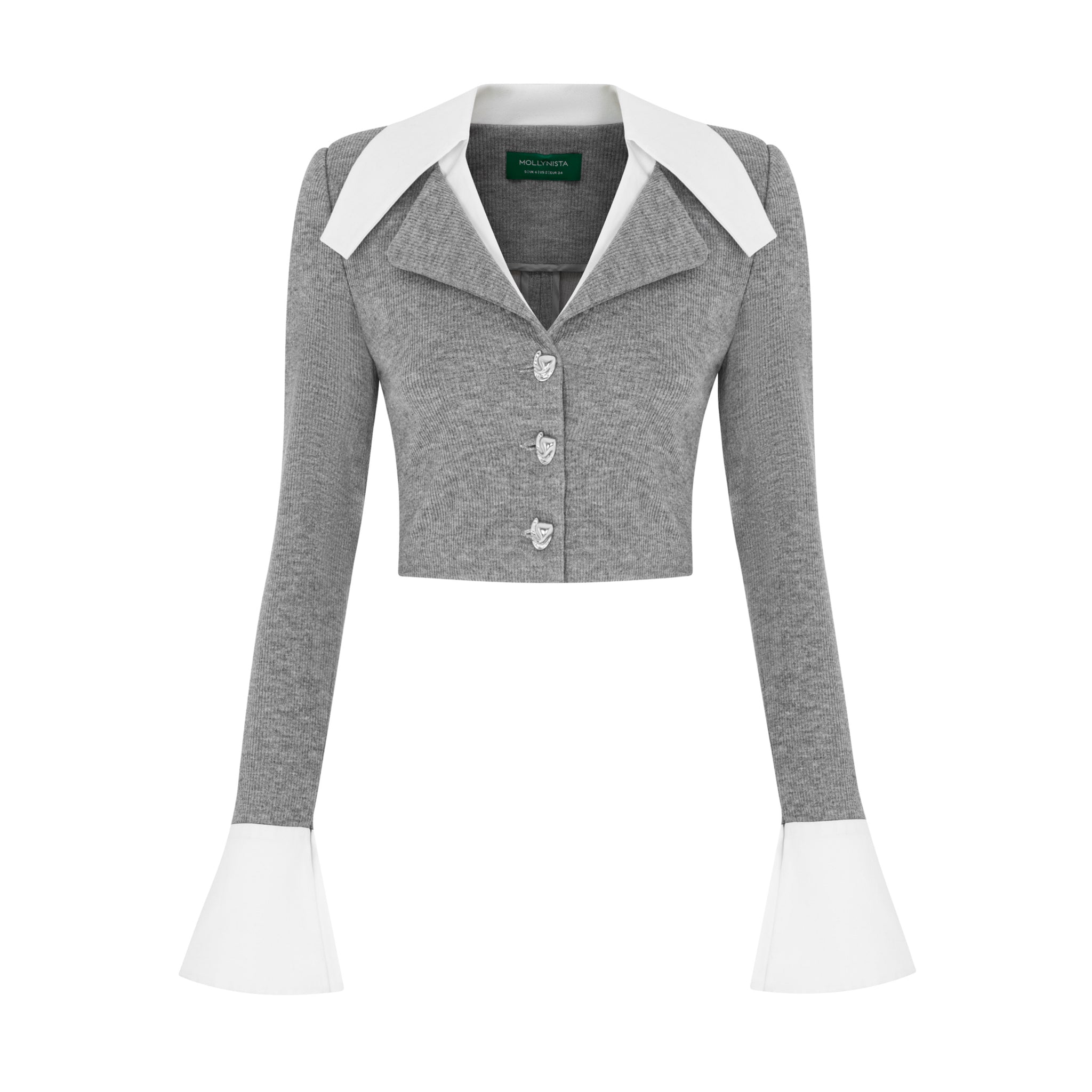 Gray Shirt With White Collar