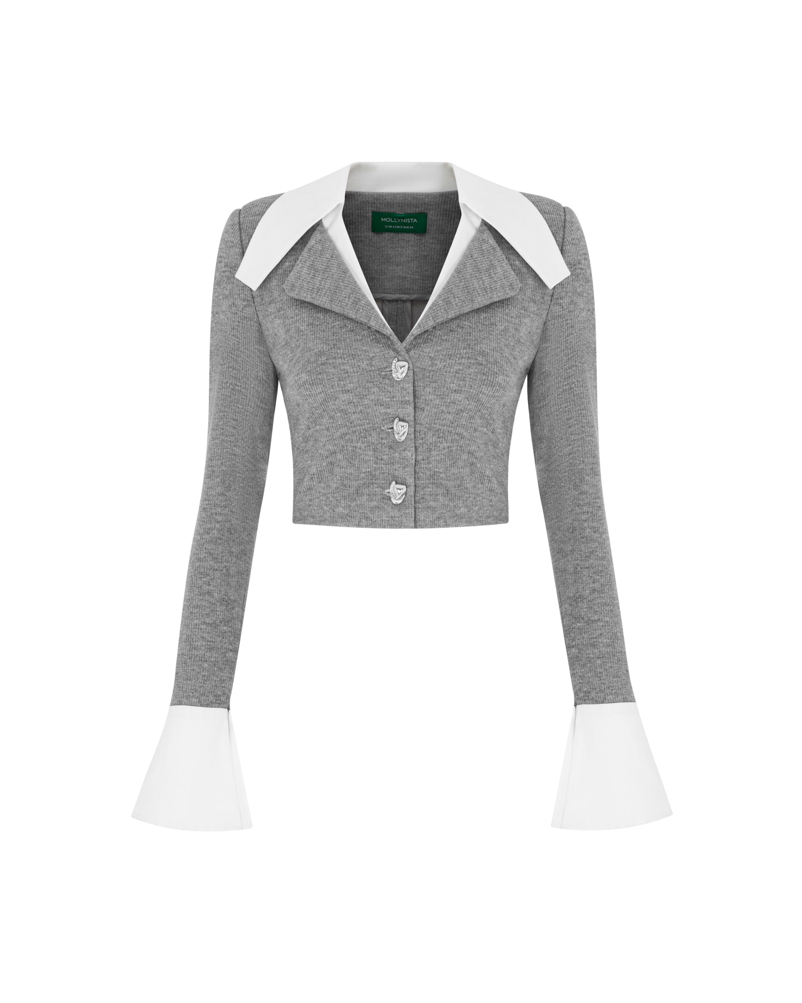 Gray Shirt With White Collar