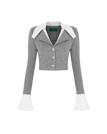Gray Shirt With White Collar