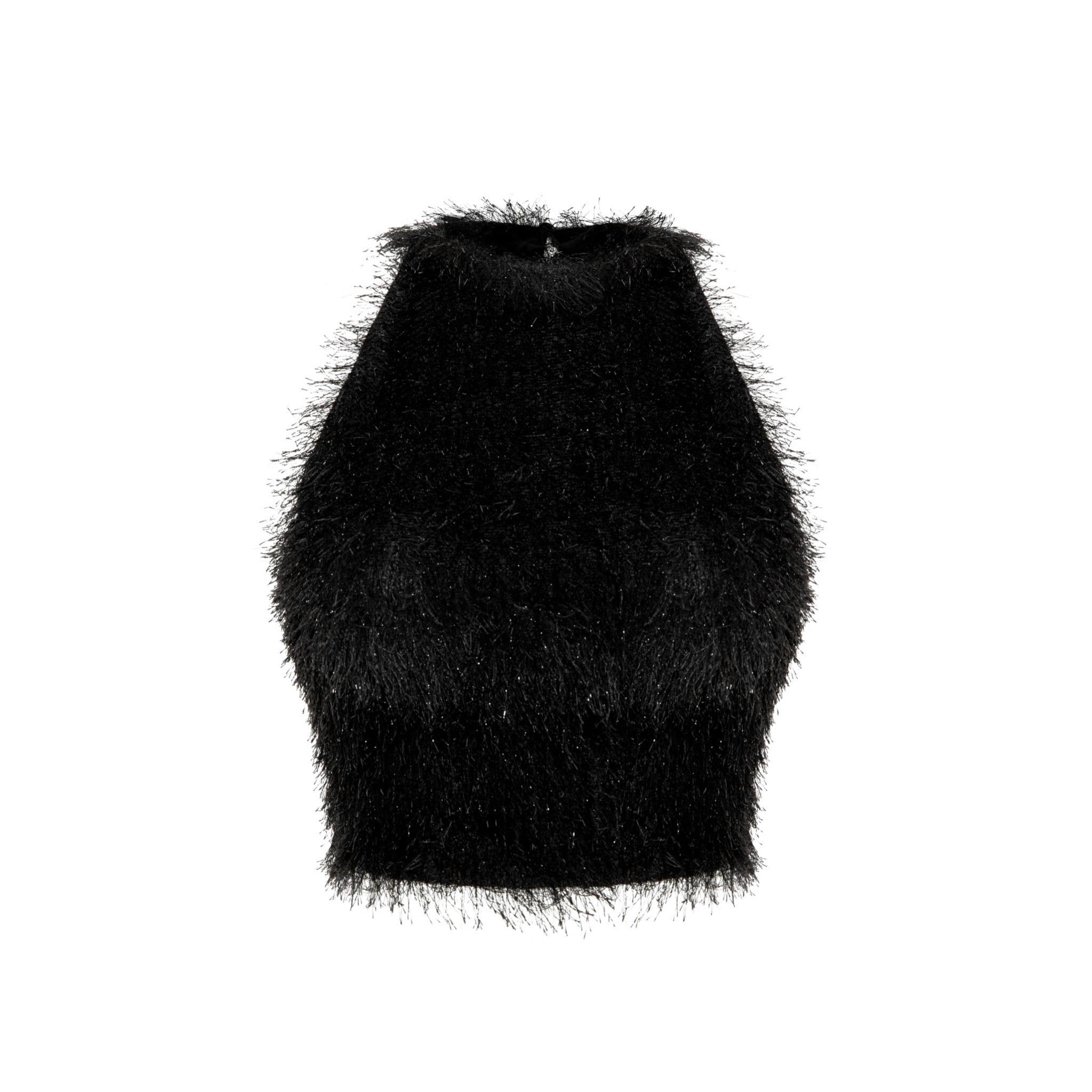 Black Fur Tank Top