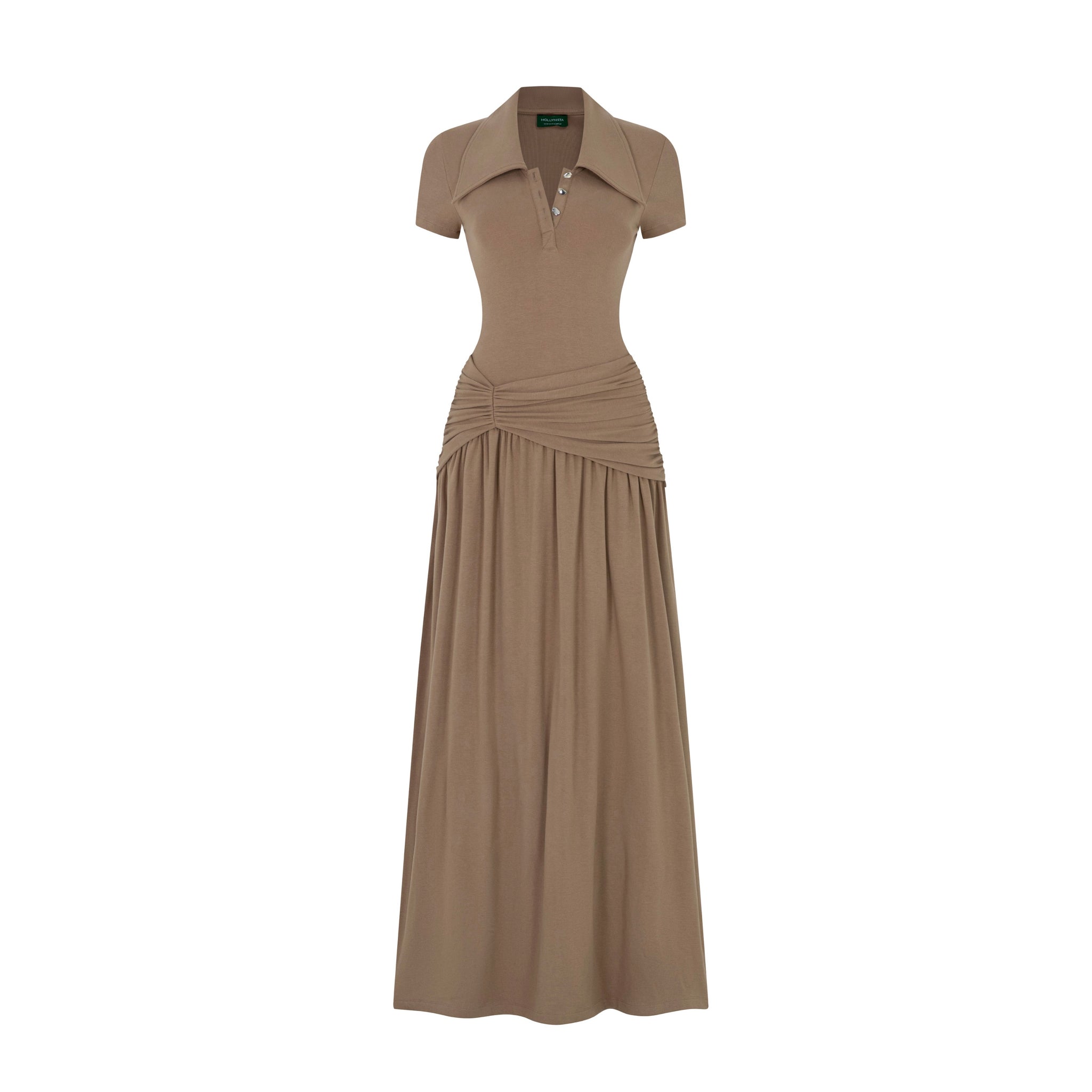 Long Smocked Waist Polo Dress