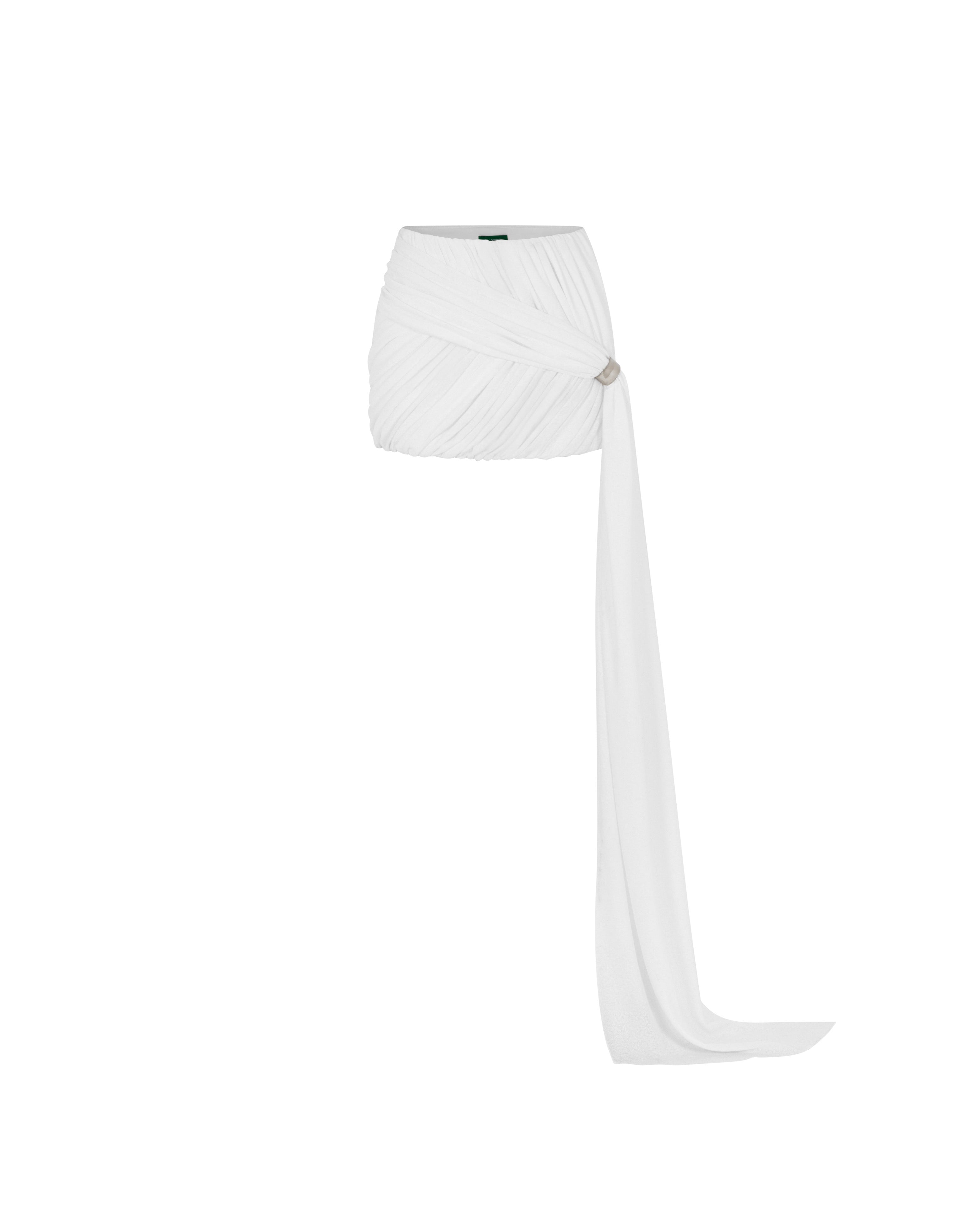 Two-Layer Bodysuit & Ruched Skirt With Pleated Drape