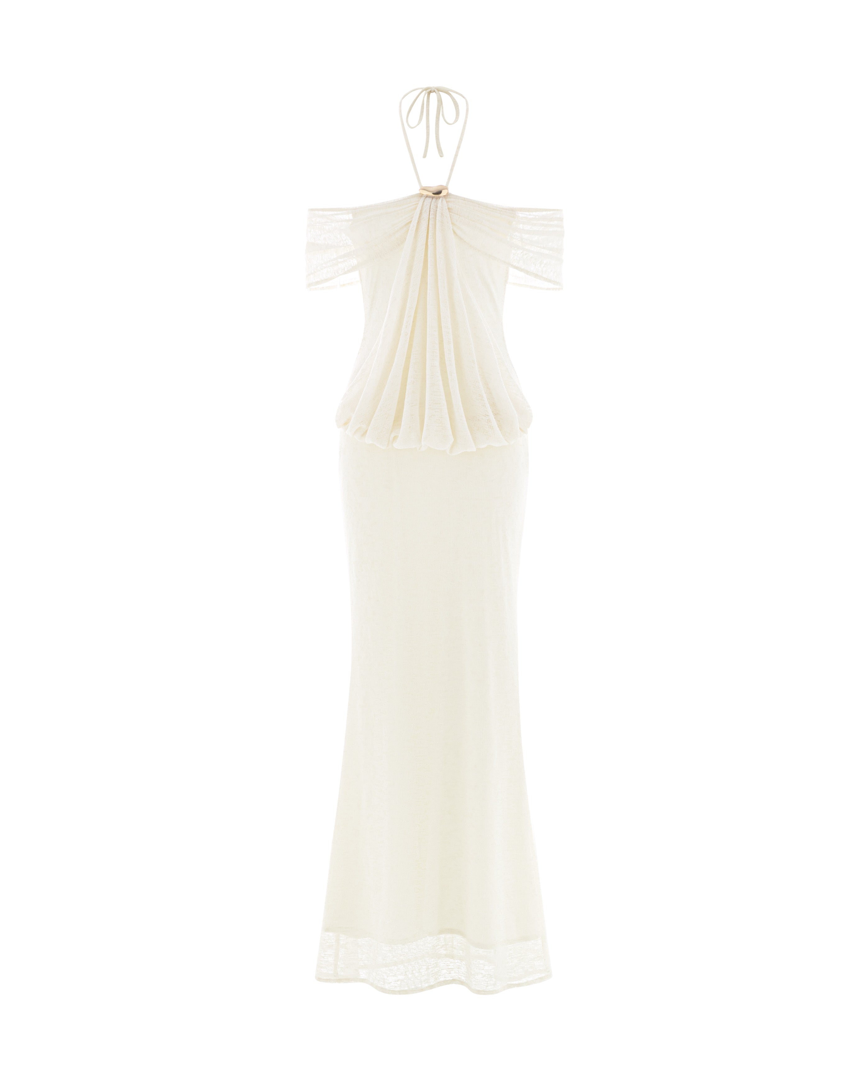 Stretch Mesh Off-Shoulder Midi Dress
