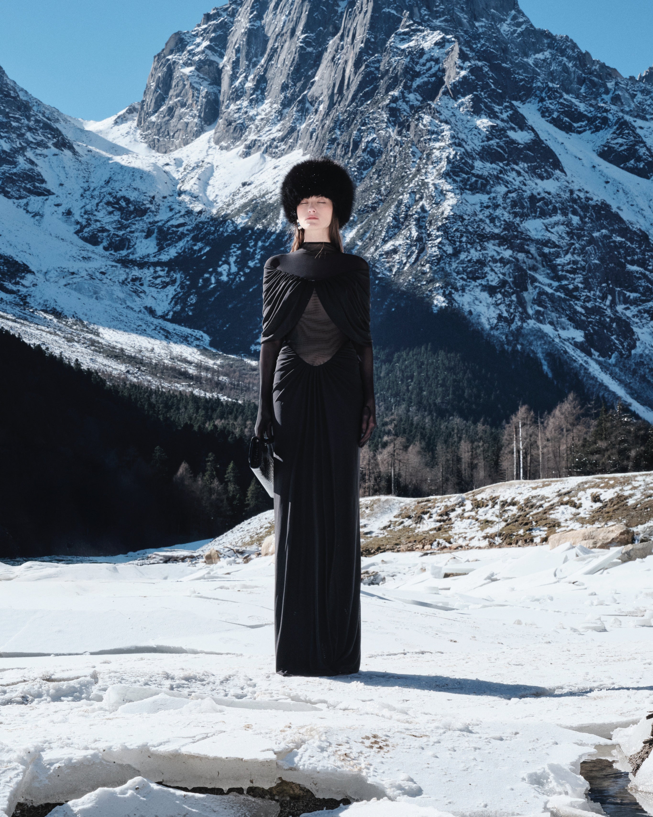 Draped Pleated Cape Dress