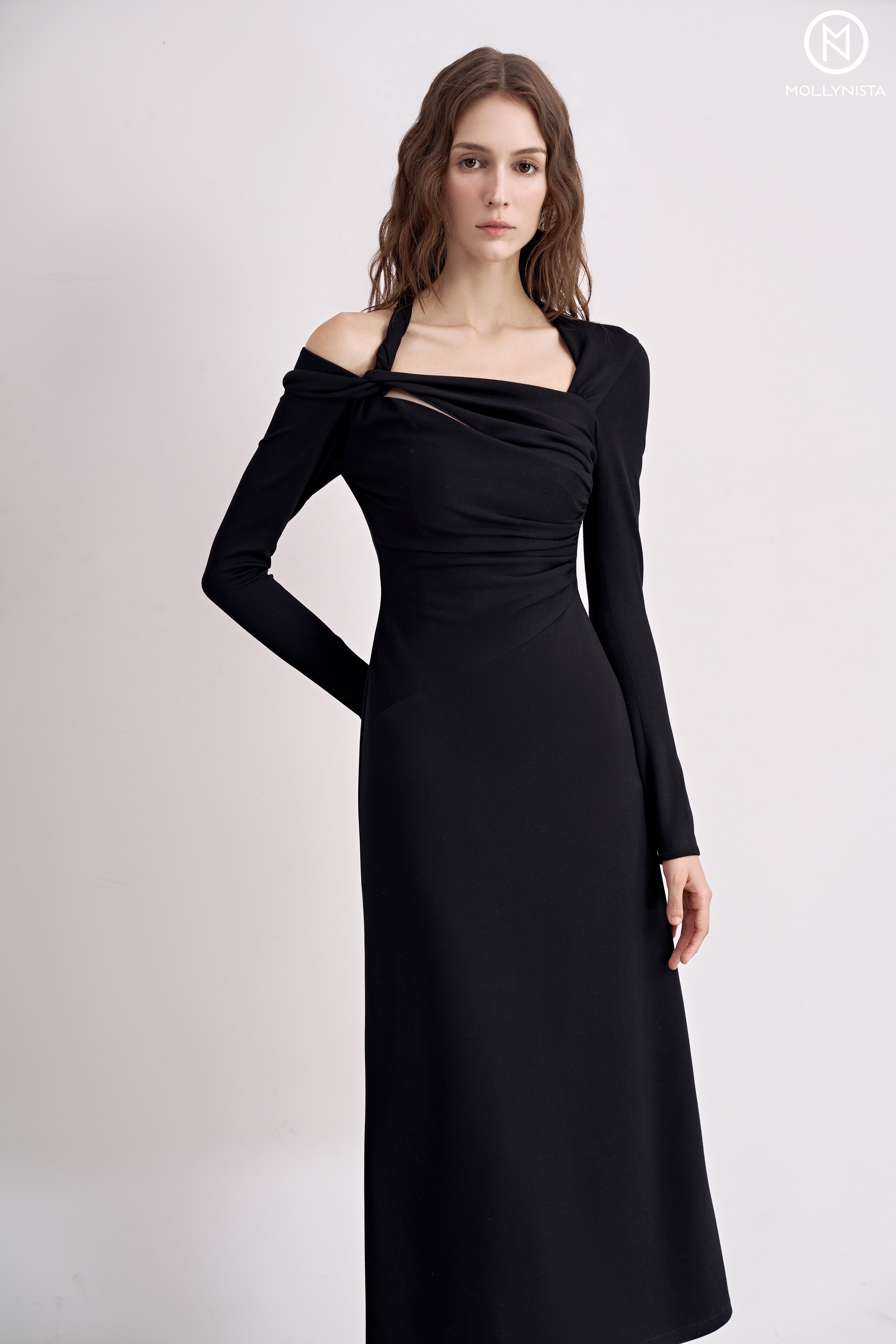 Ruffle Shoulder Dress