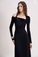 Load image into Gallery viewer, Ruffle shoulder dress
