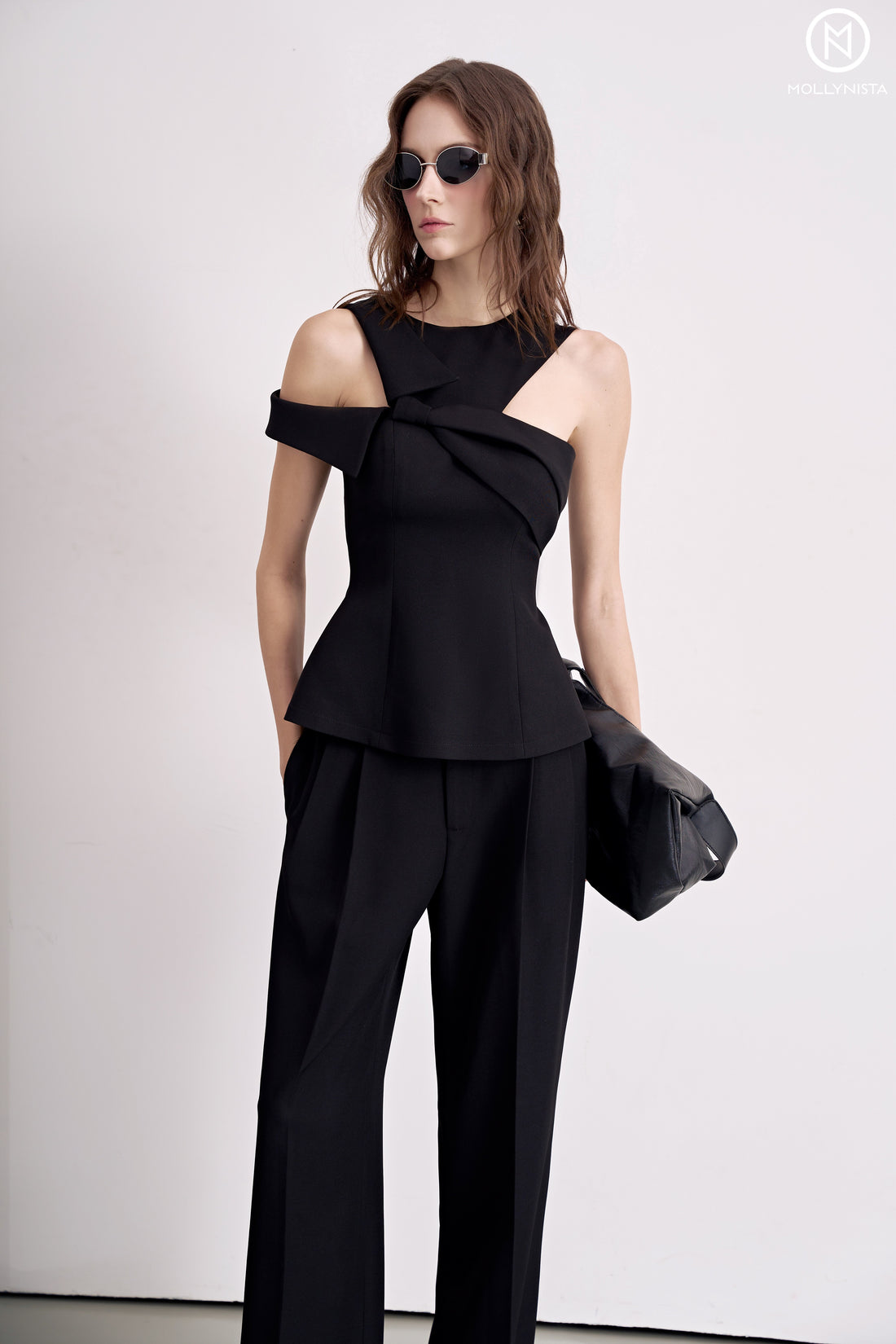 One-Shoulder Tie Peplum