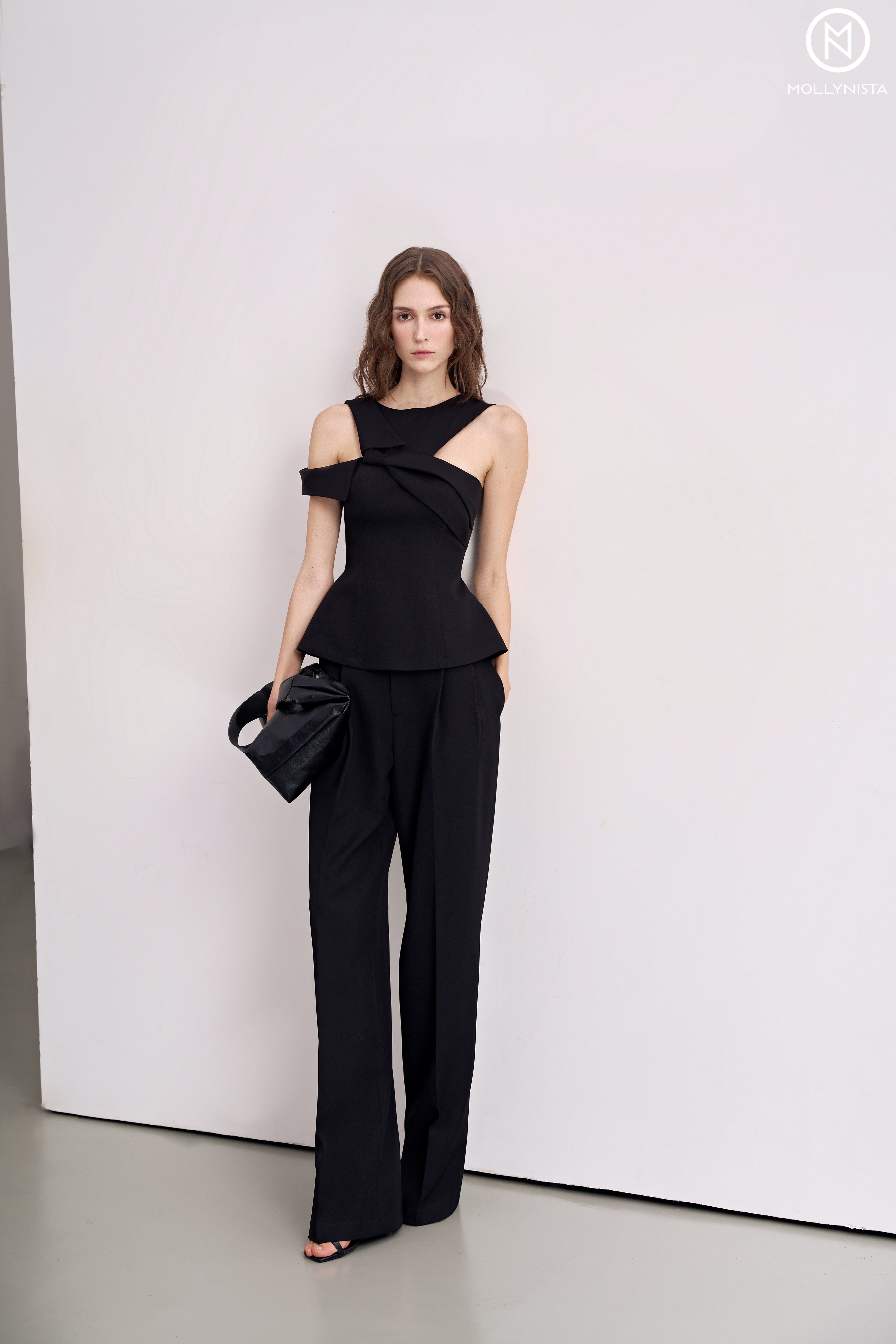 One-Shoulder Tie Peplum