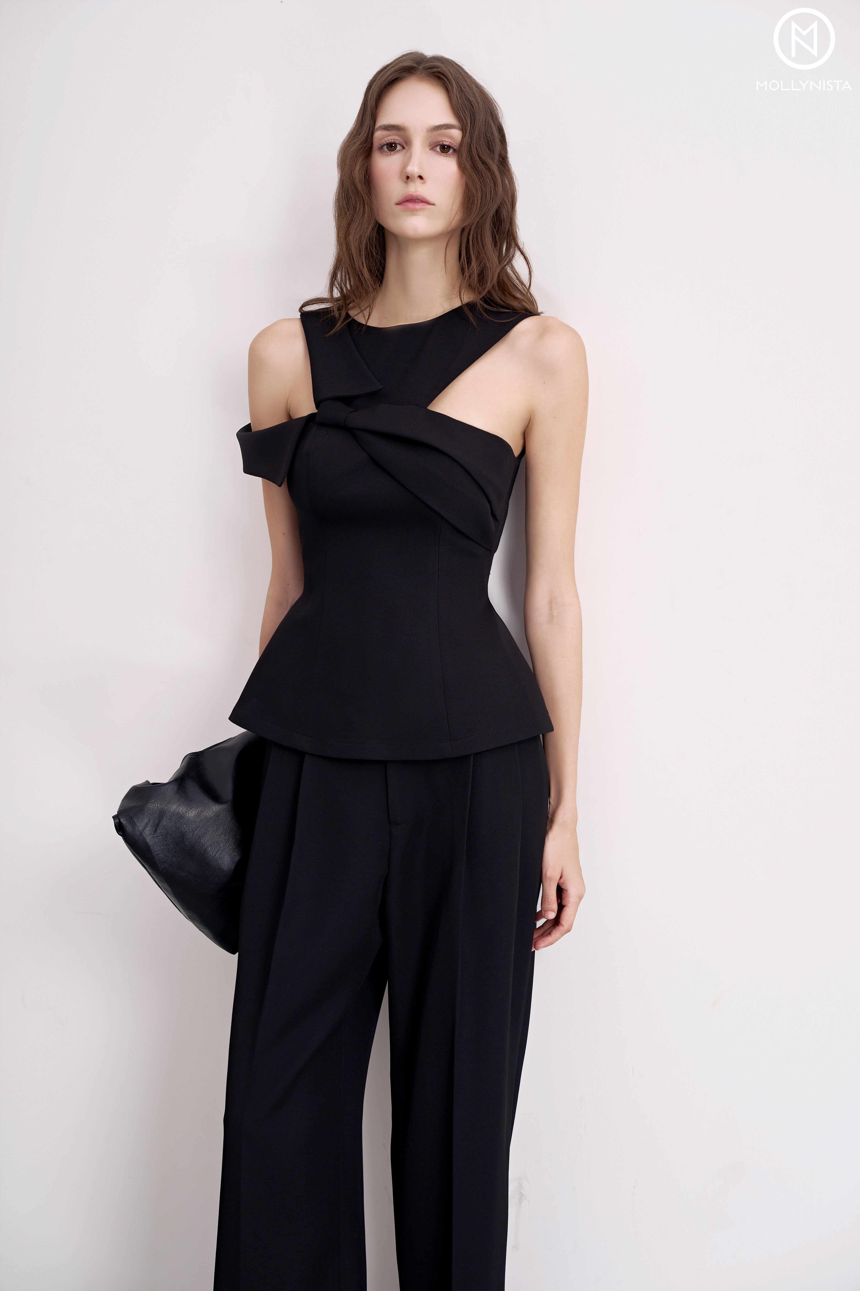 One-Shoulder Tie Peplum