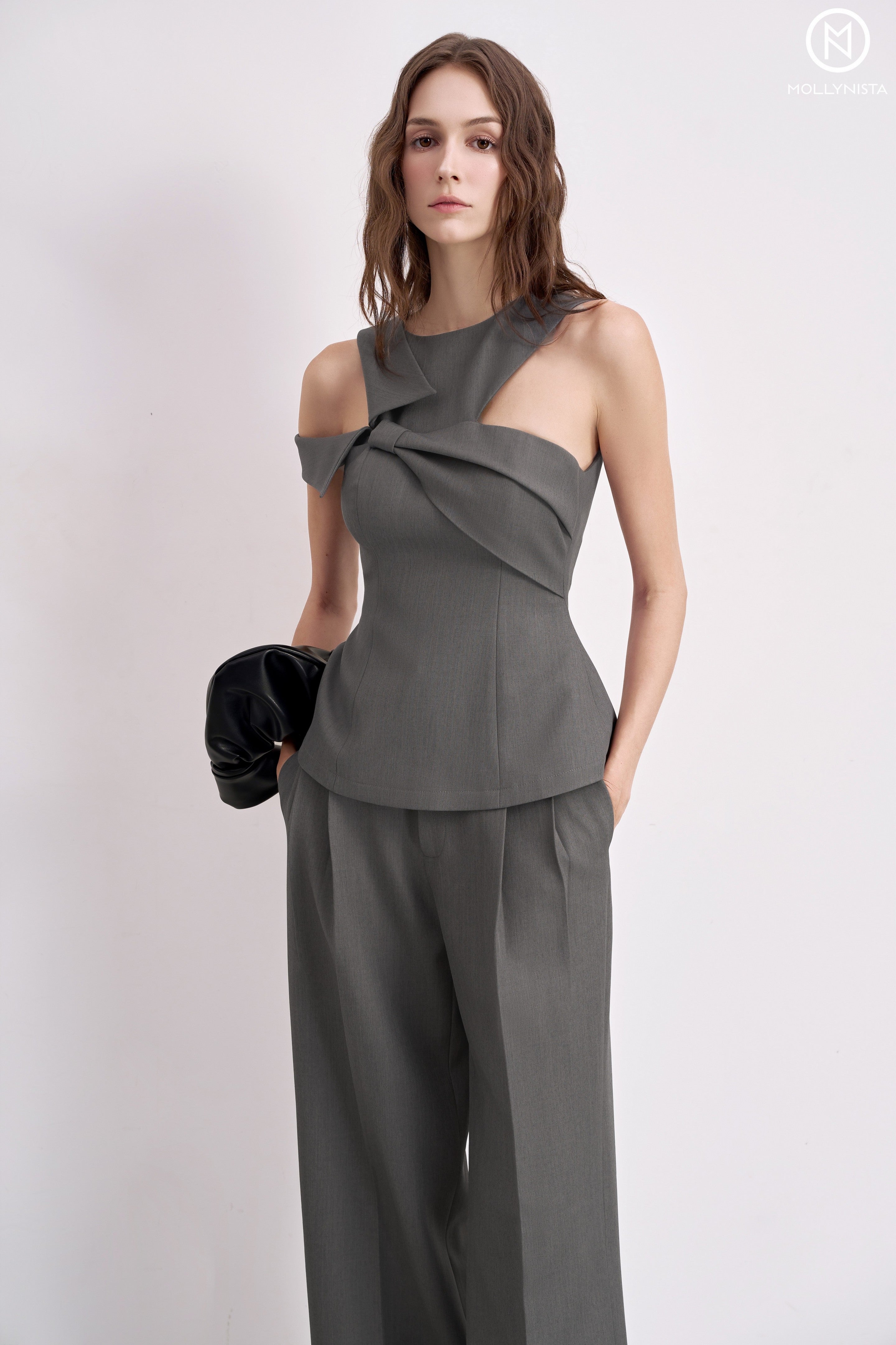 One-Shoulder Tie Peplum