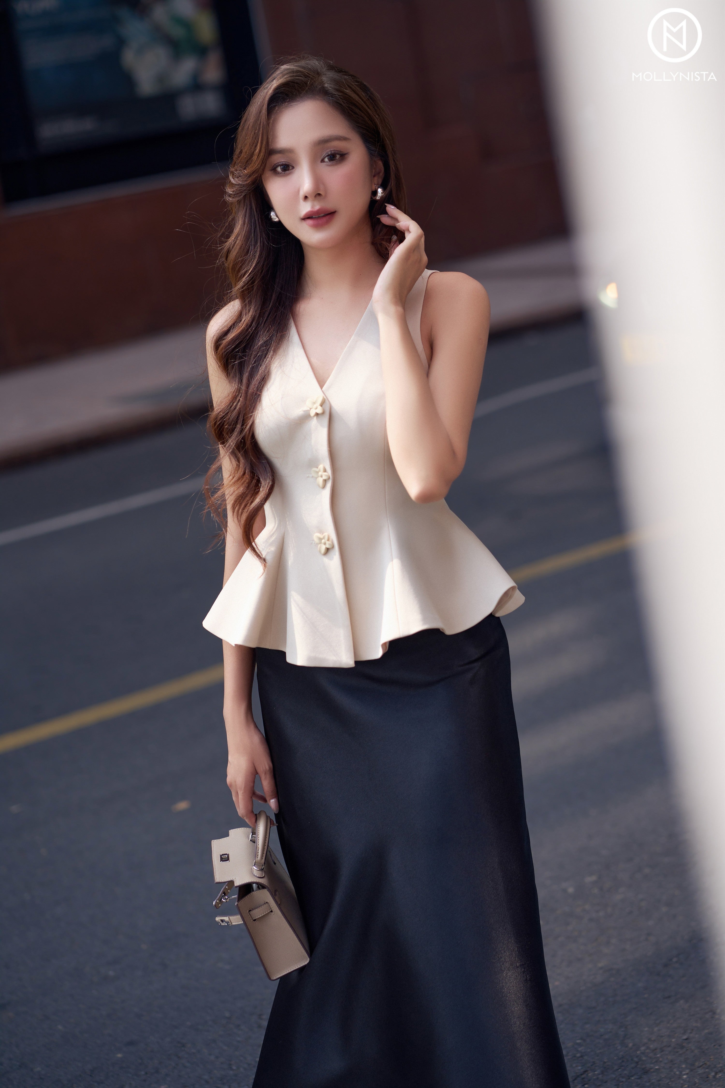 Bloom Button Peplum Top