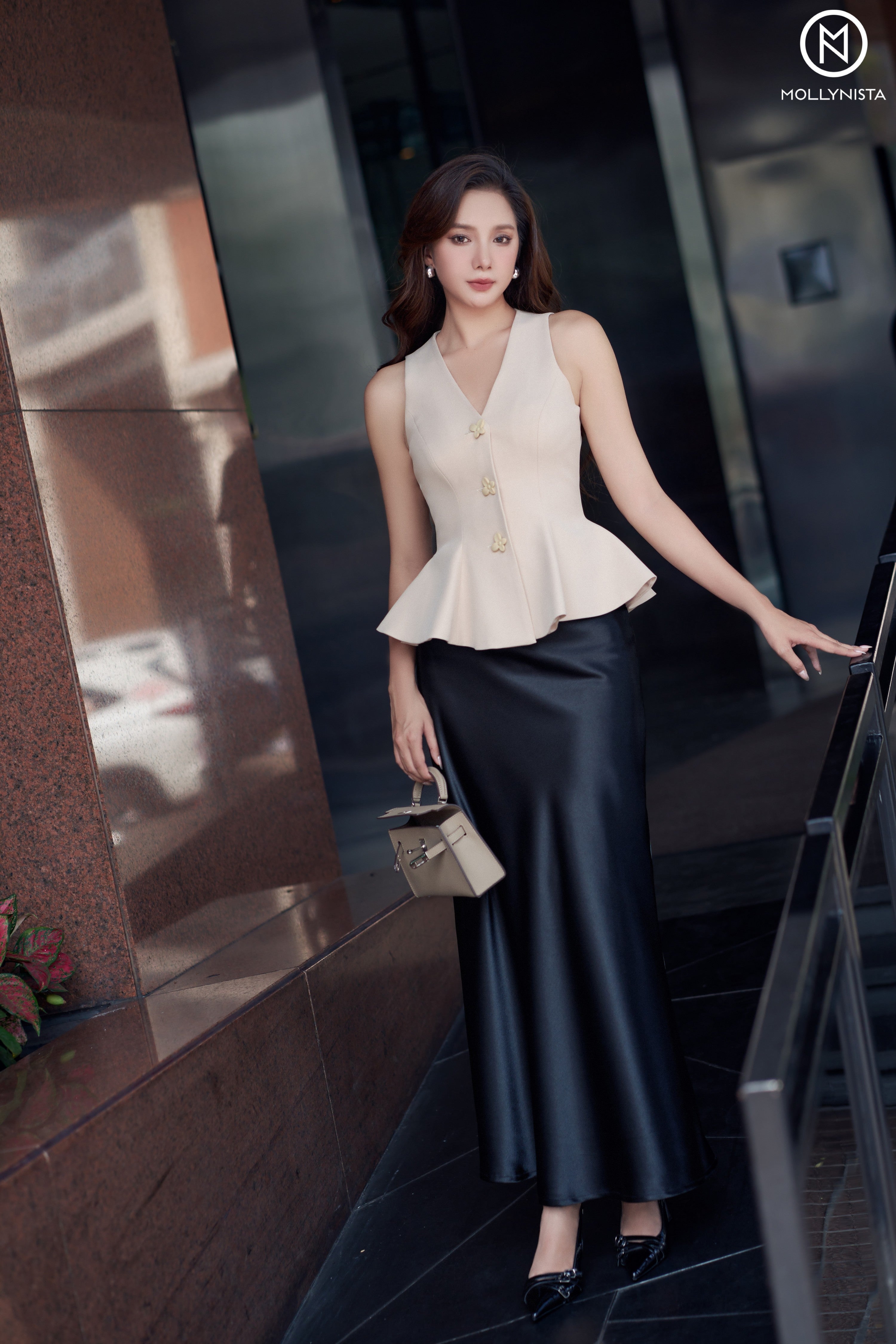 Bloom Button Peplum Top