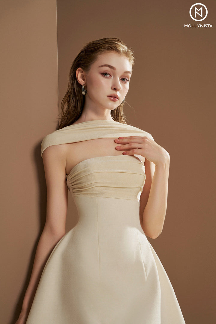 Dress with neck scarf