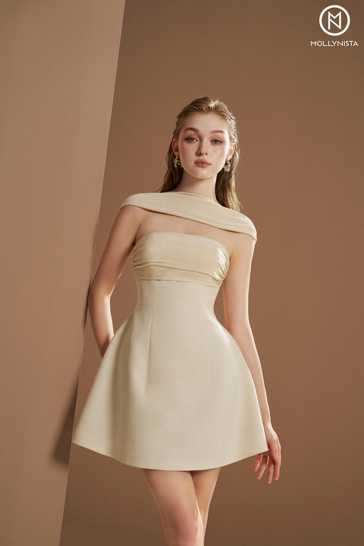 Dress with neck scarf