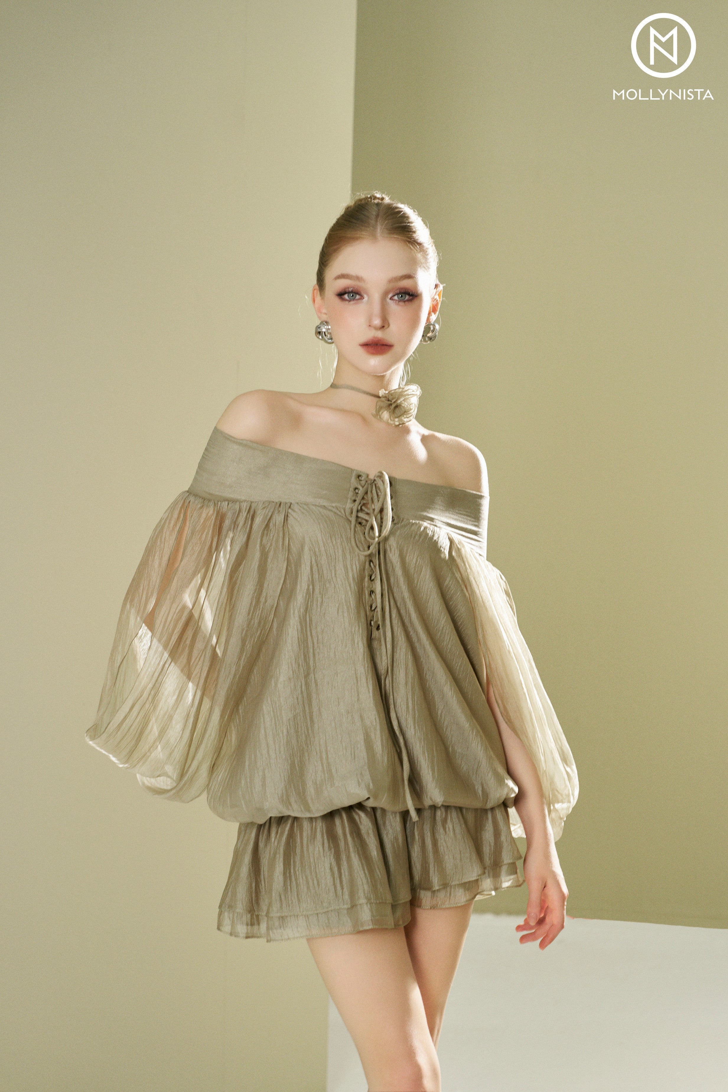 Off-Shoulder Dropped Waist Dress