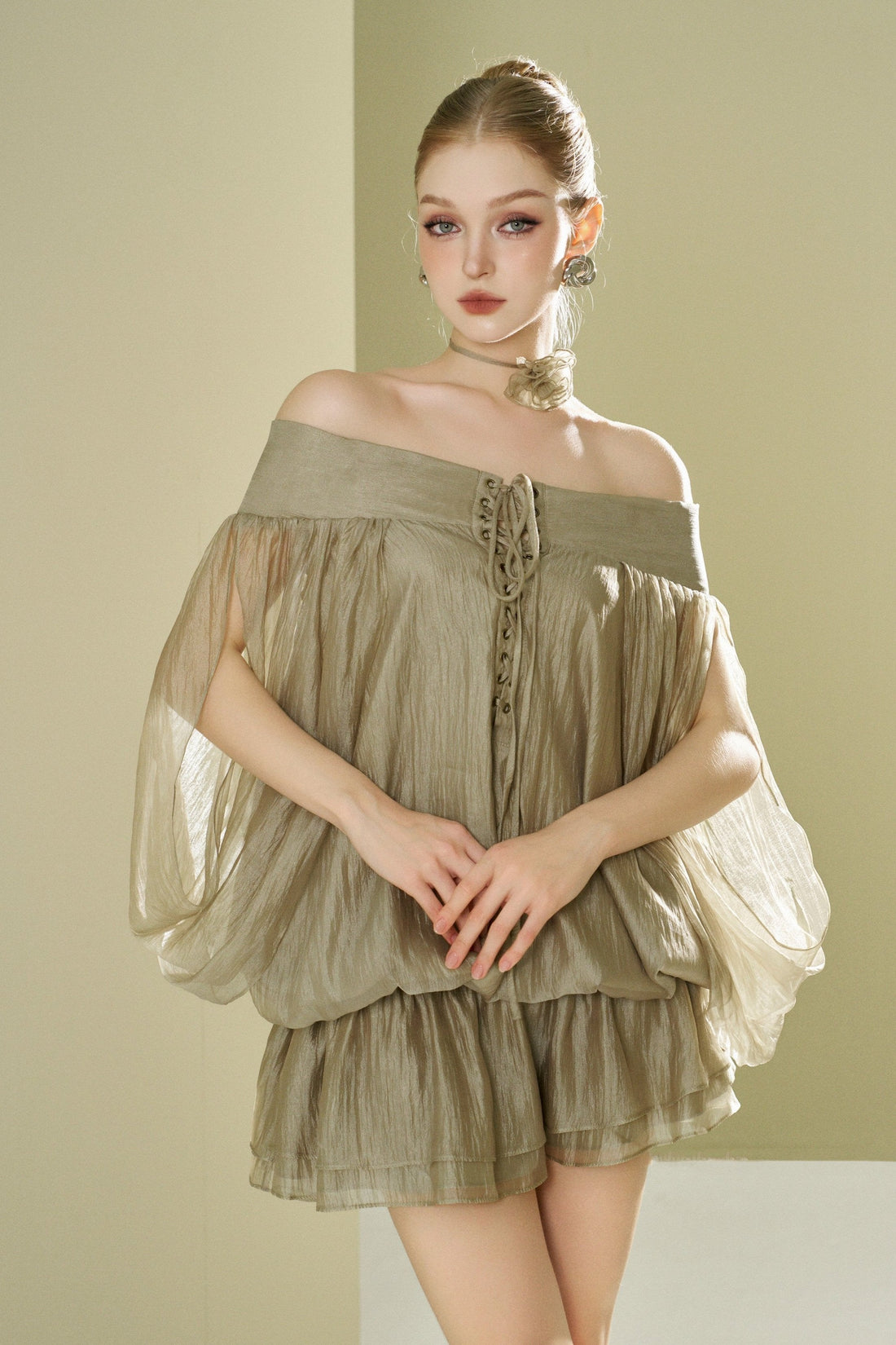 Off-Shoulder Dropped Waist Dress