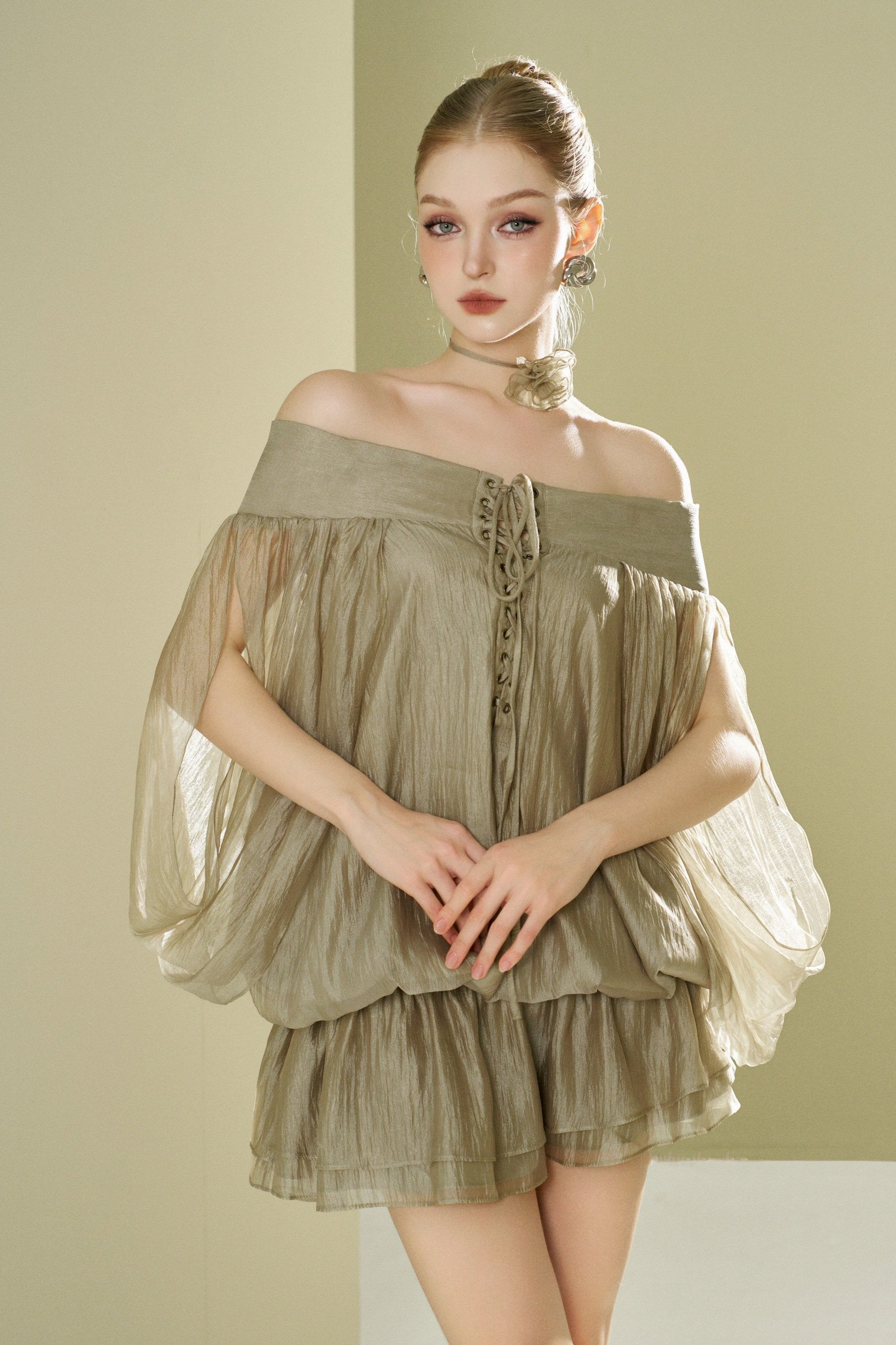 Off-Shoulder Dropped Waist Dress