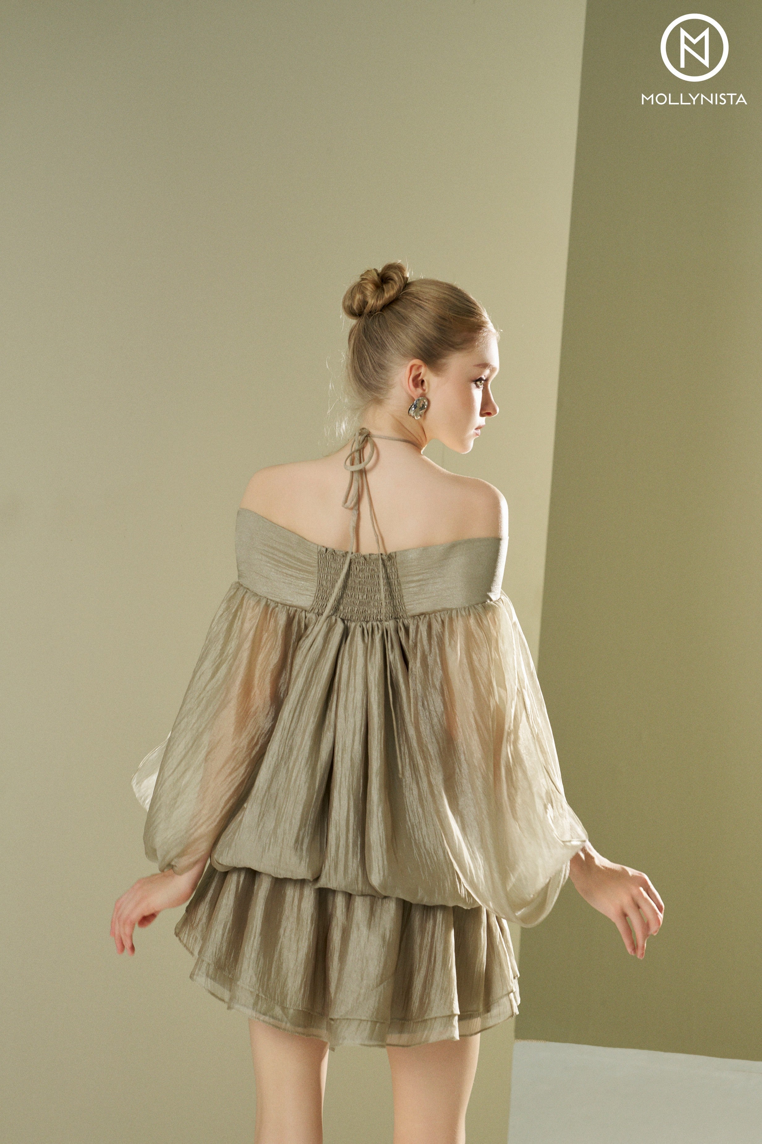 Off-Shoulder Dropped Waist Dress