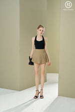 Load image into Gallery viewer, Pleated khaki skort with 2 belts

