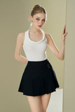 Load image into Gallery viewer, Pleated khaki skort with 2 belts
