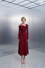 Load image into Gallery viewer, Ruffle shoulder dress
