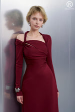 Load image into Gallery viewer, Ruffle shoulder dress
