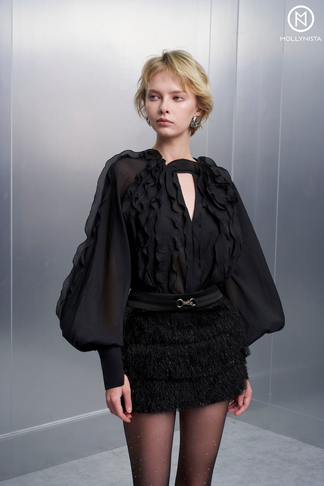 Tiered Fur Buckle Skirt
