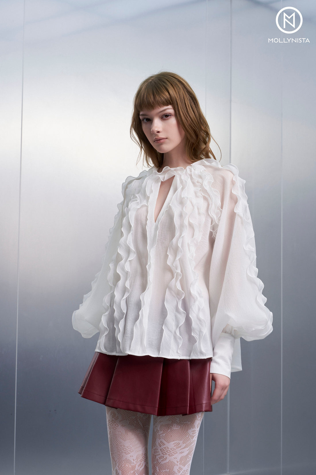 3D Pleated Silk Blouse