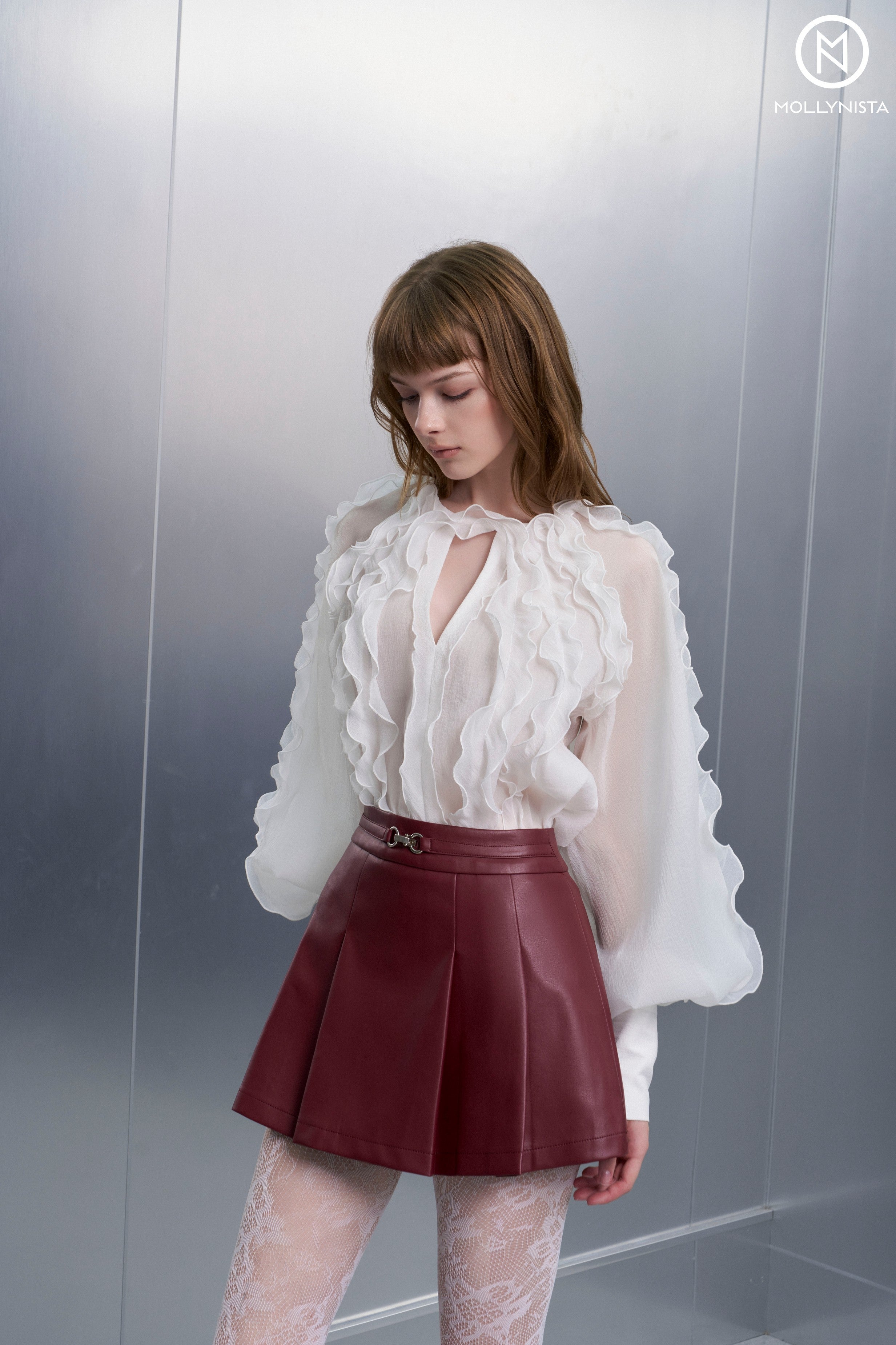 3D Pleated Silk Blouse