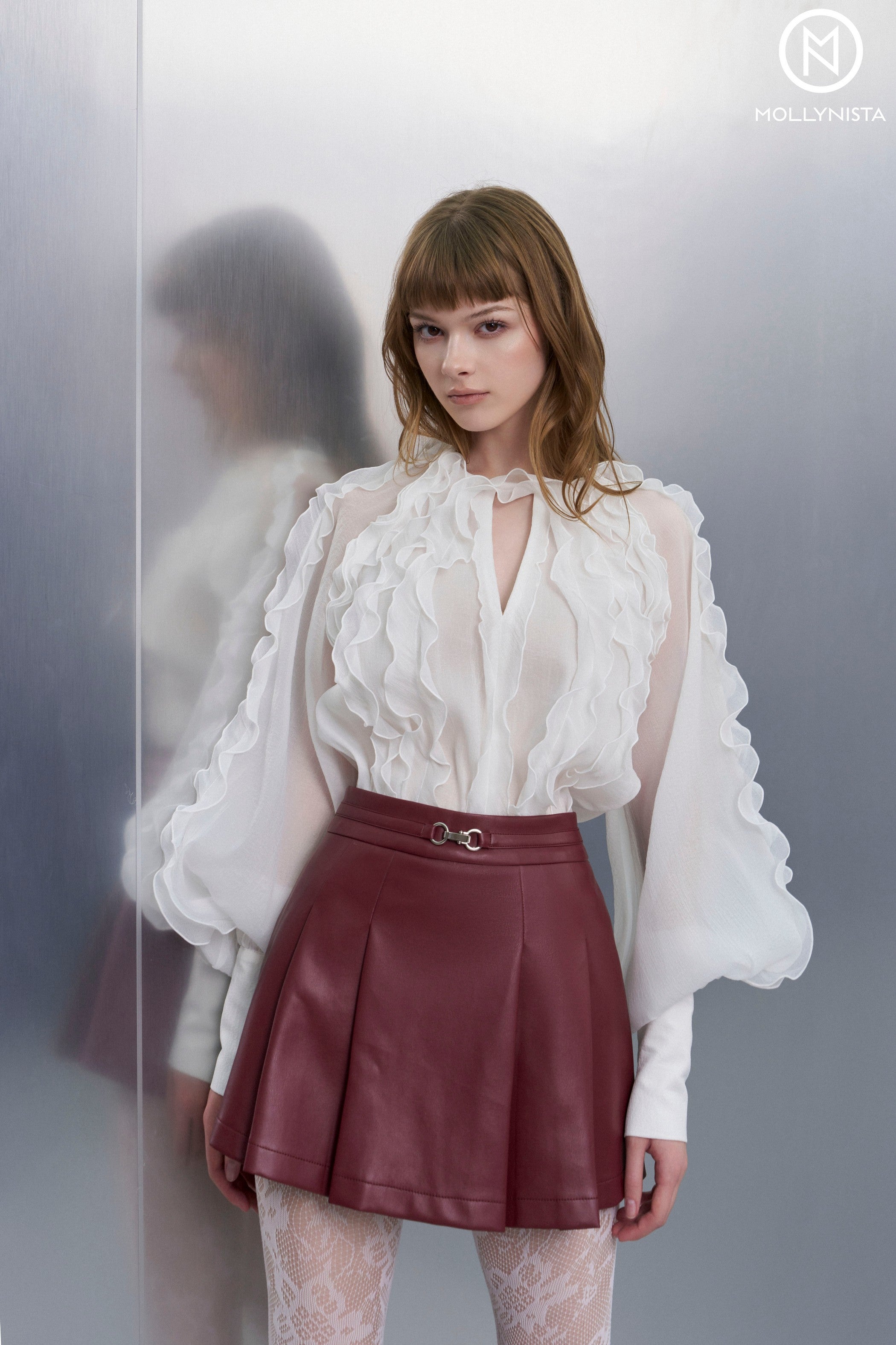 3D Pleated Silk Blouse