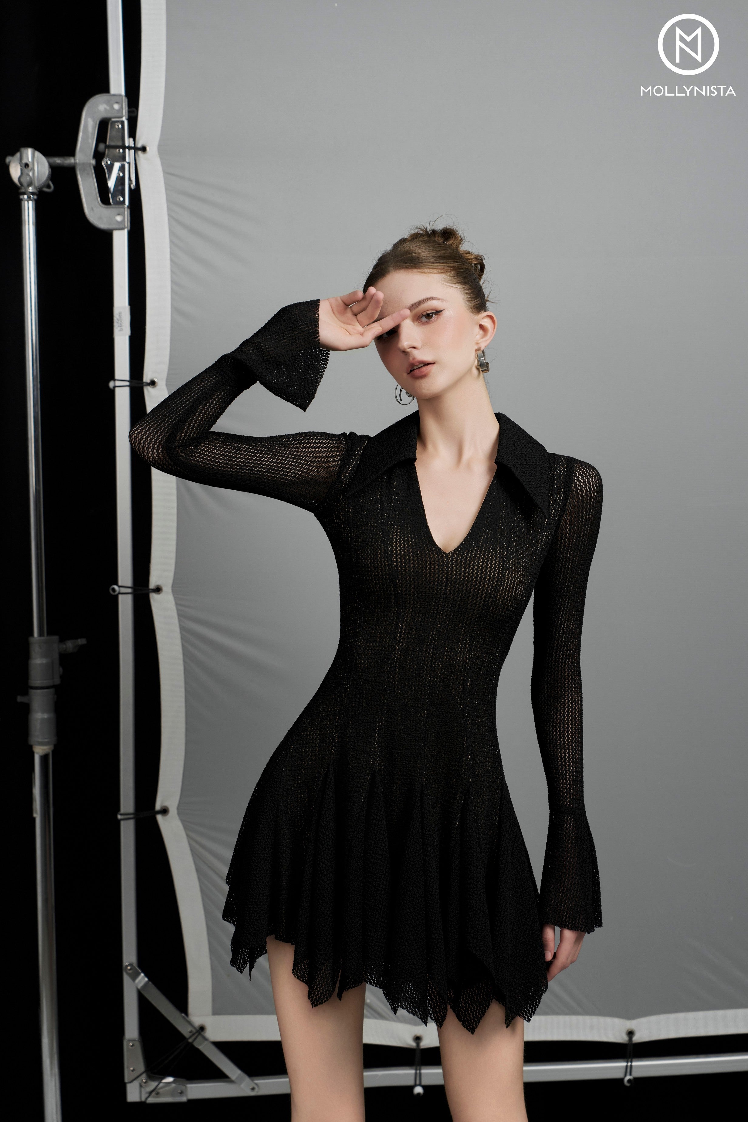 Lace Flared Paneled Dress
