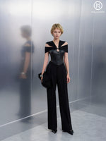 Load image into Gallery viewer, Black leather corset with elastic
