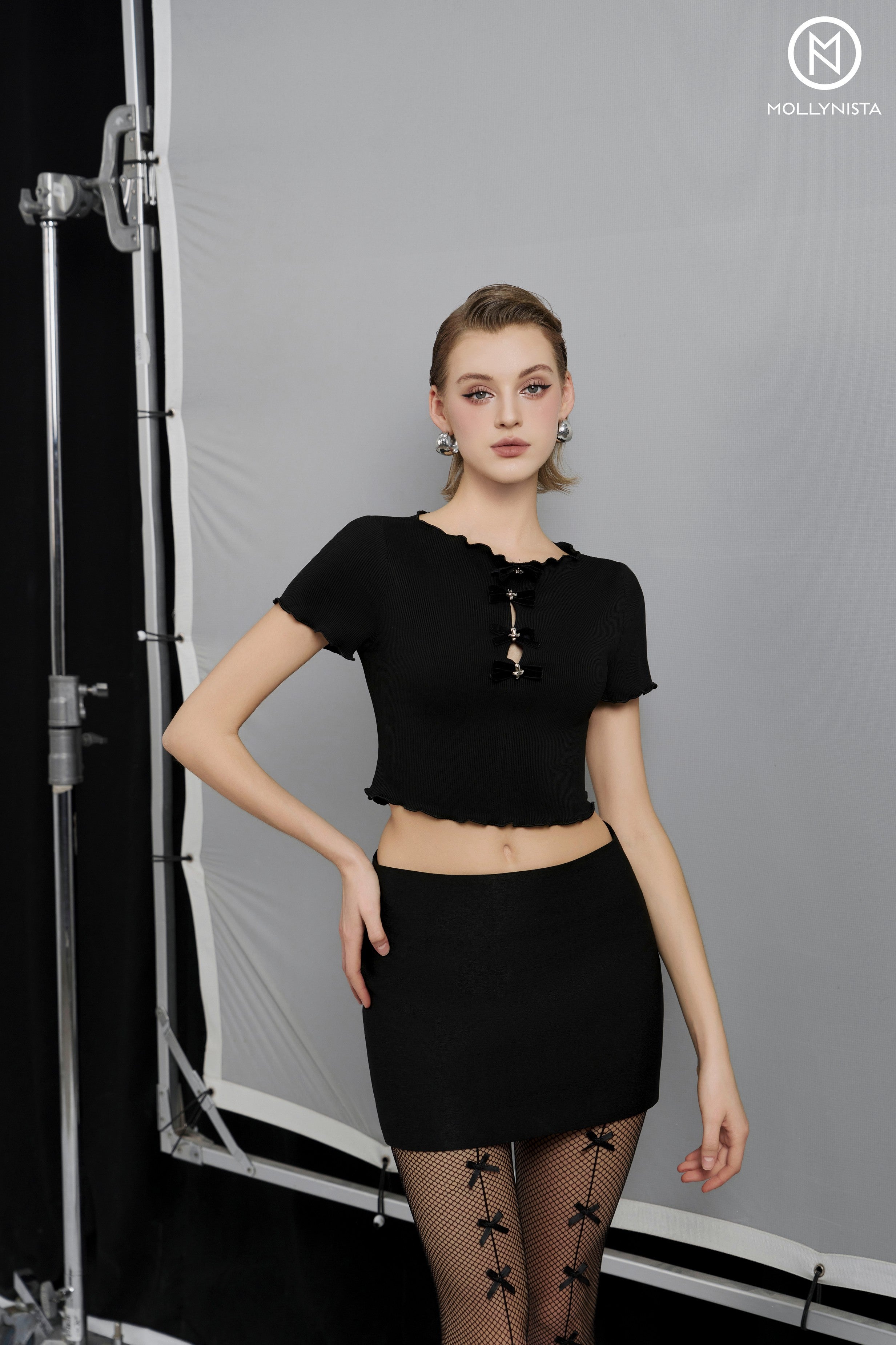 Babytee With 4 Silver Bow Buttons