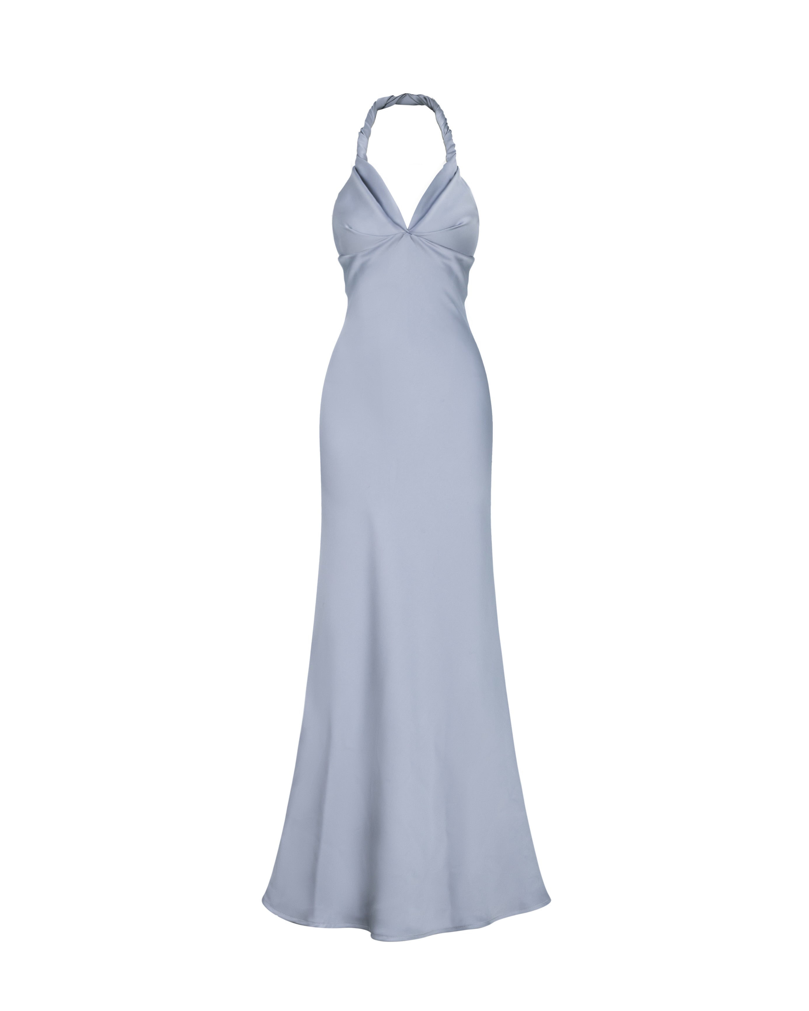 Twist-Neck Silk Midi Dress
